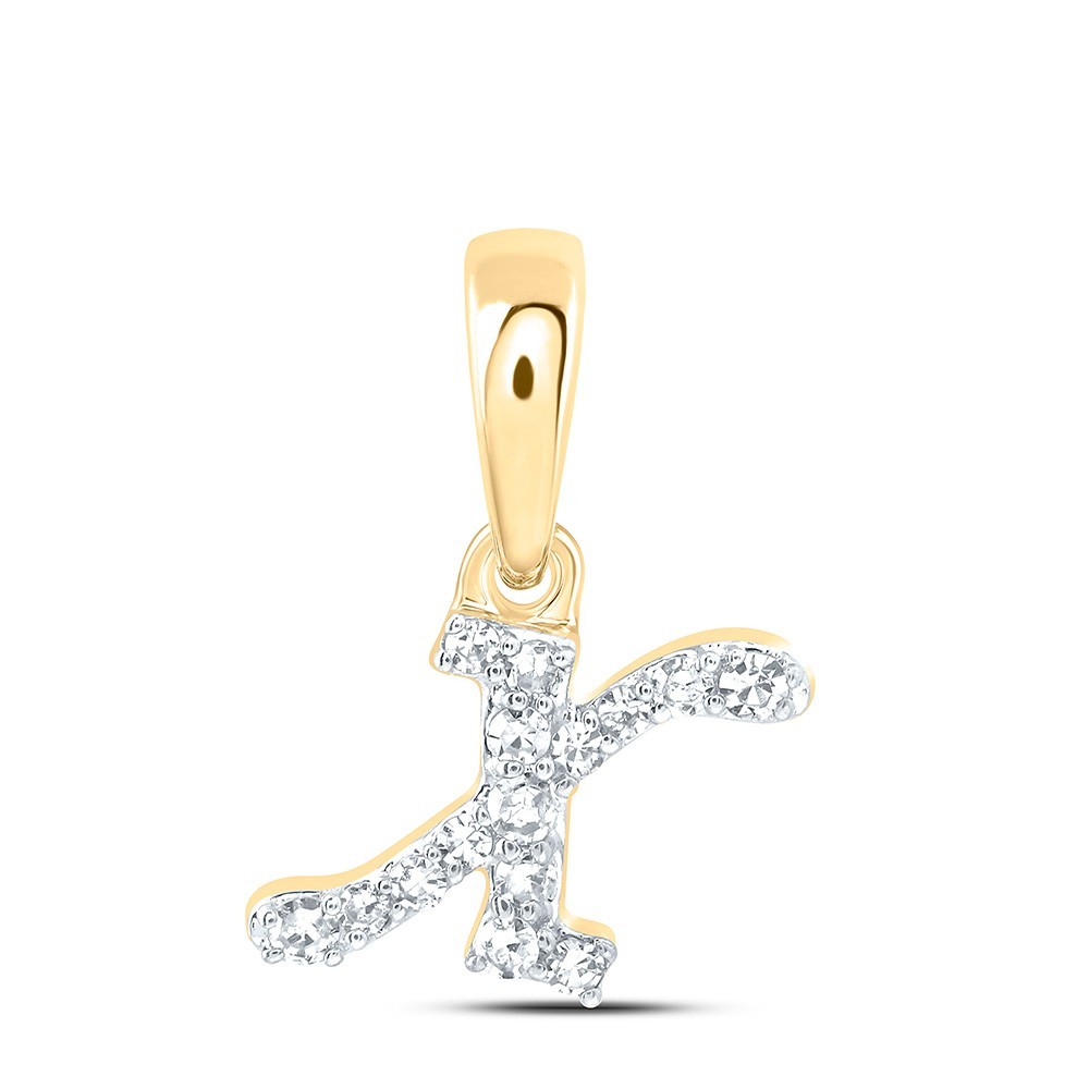 0.06CTW Natural Diamond 0.27g 10k Yellow Gold Initial “X” Pendant Letter Charm