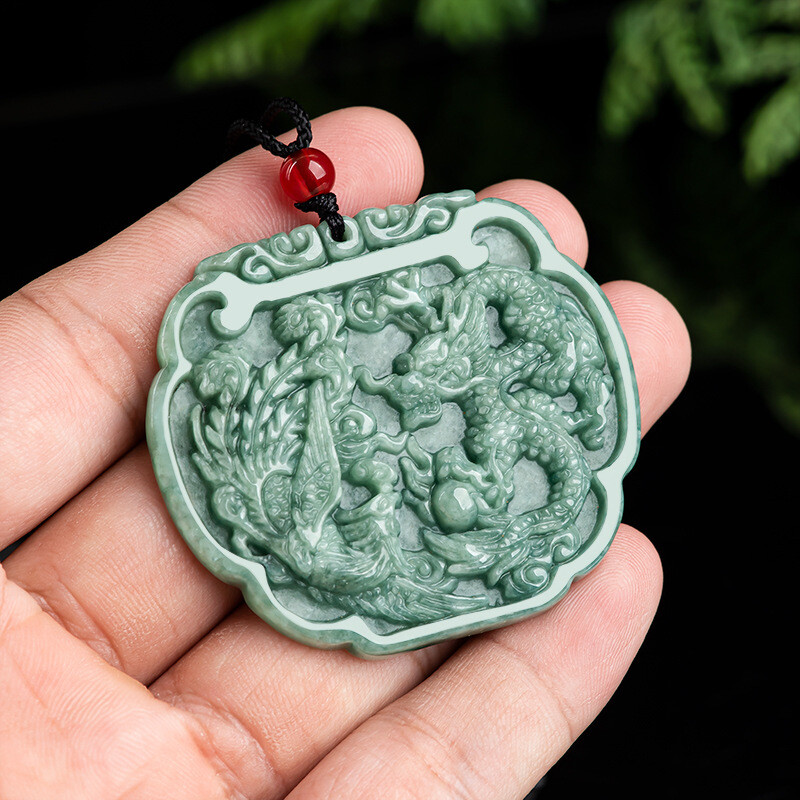 Natural Jadeite A Grade Jade Pendant Green Jadeite Zodiac Dragon Pendant