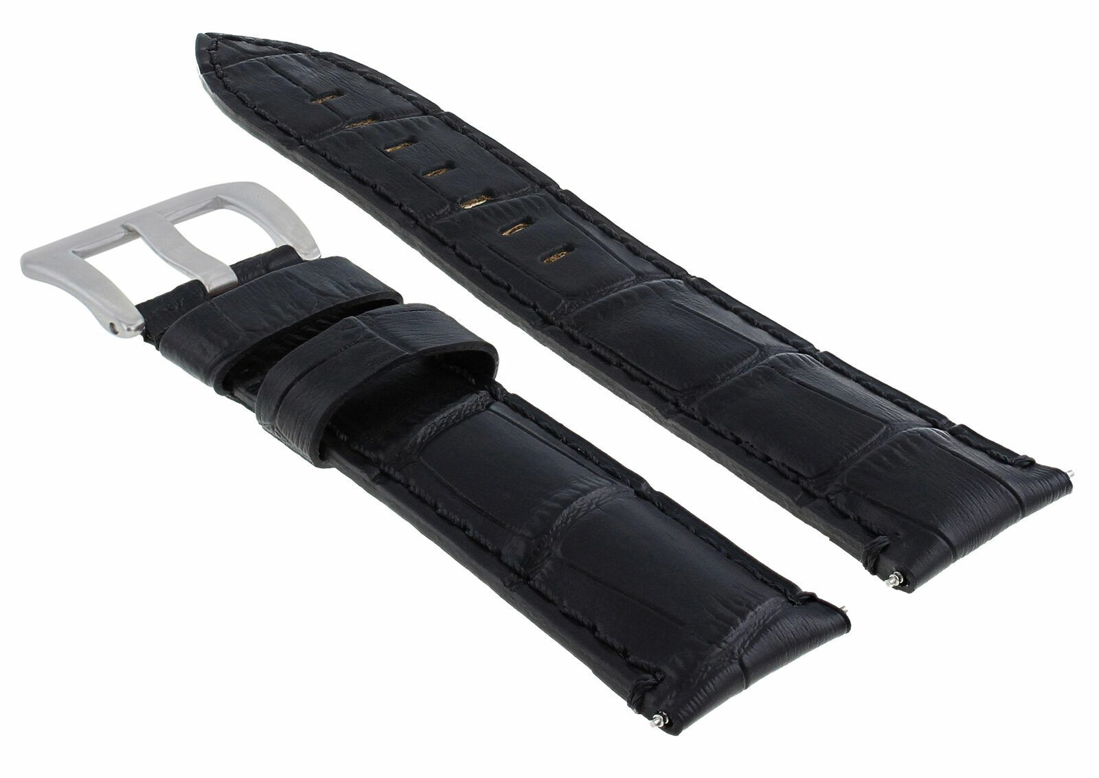 24mm Black Leather Replacement Watch Strap For Anonimo Militare