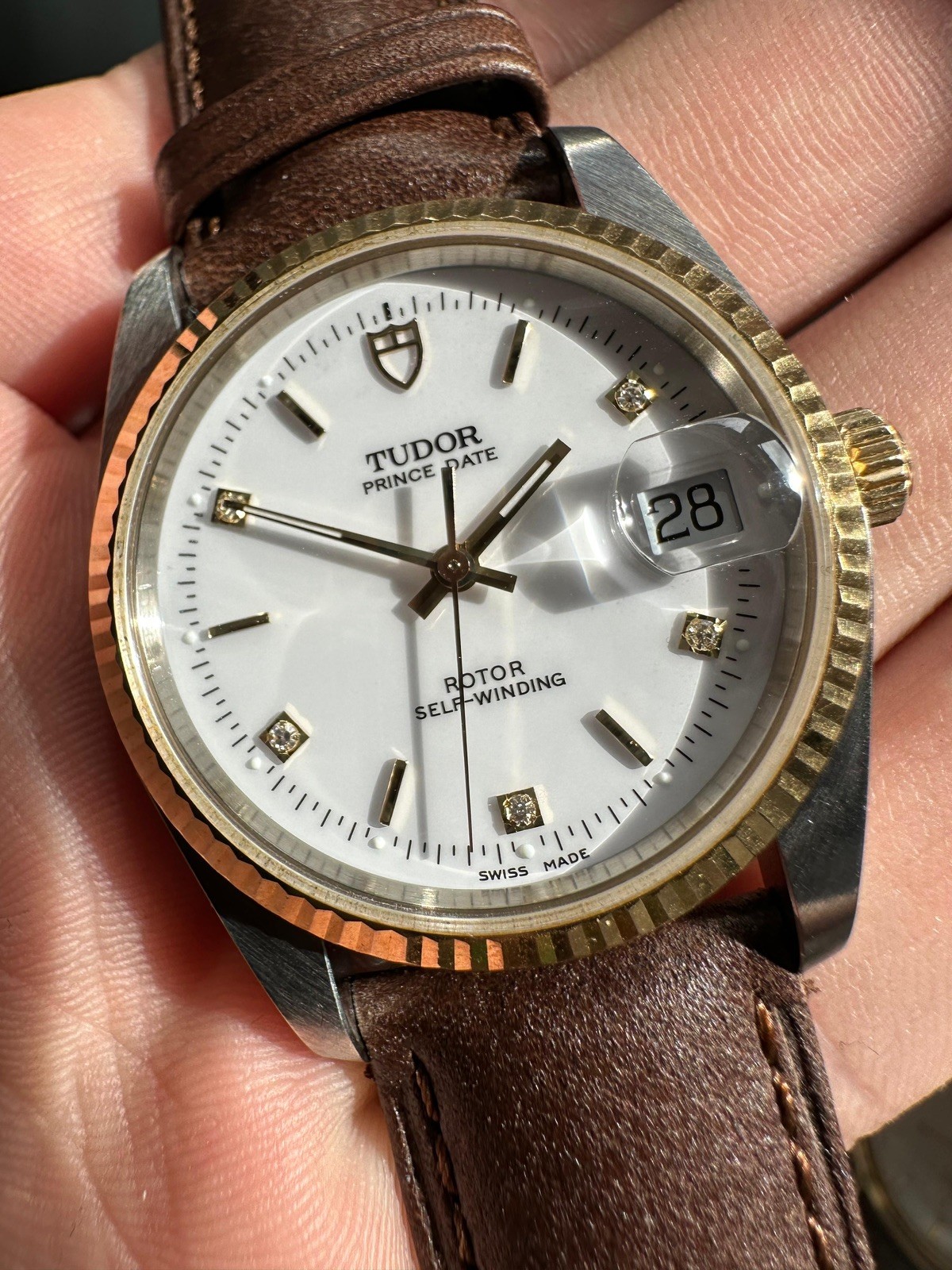 Tudor prince date mint condition amazing dial ref 74033 on leather strap