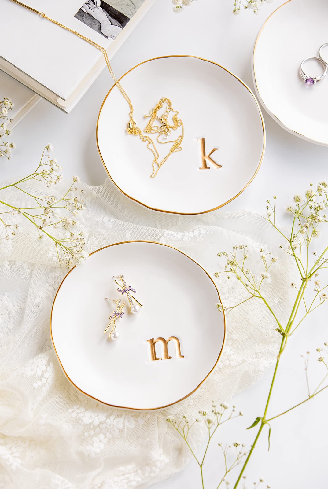 COLLECTIVE HOME Ceramic Jewelry Tray, Trinket Dish, Gifts for Women (M)