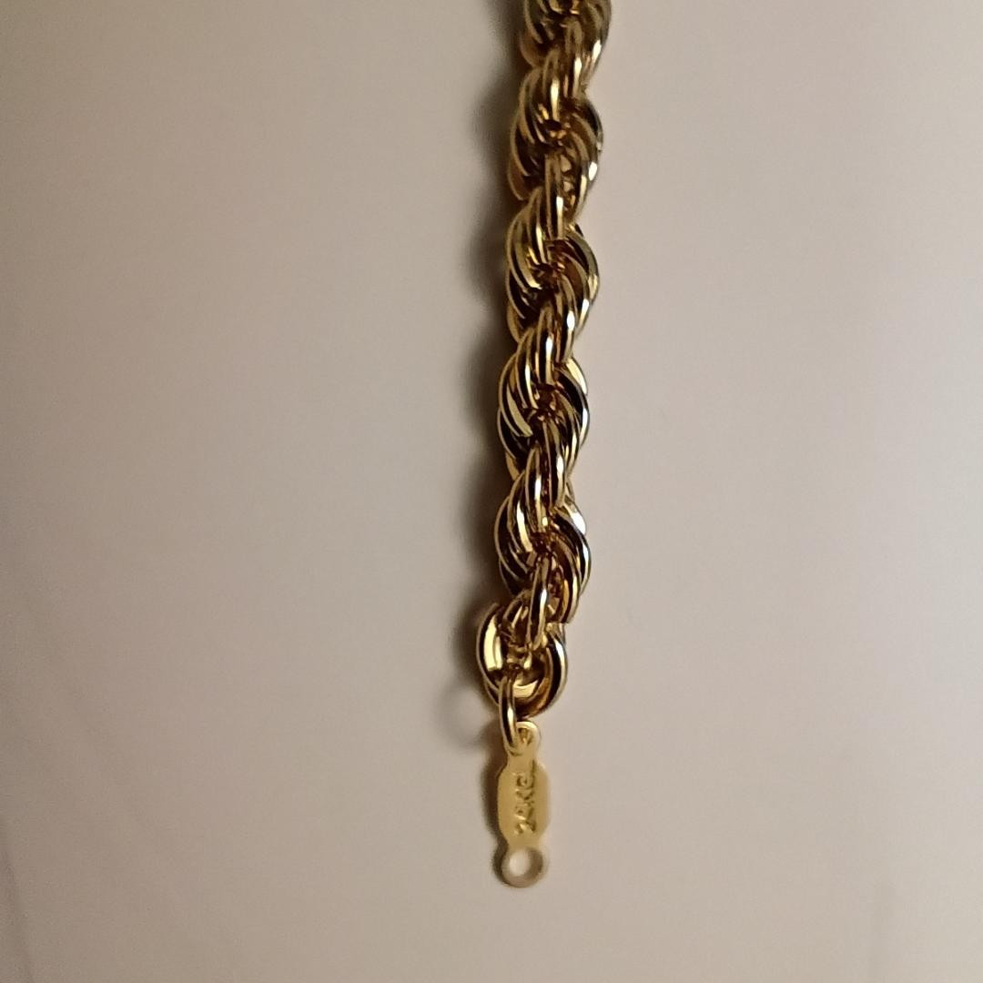 ROPE CHAIN ANKLET OR BRACELET 9 INCH 5 MM 24K GOLD PLATED