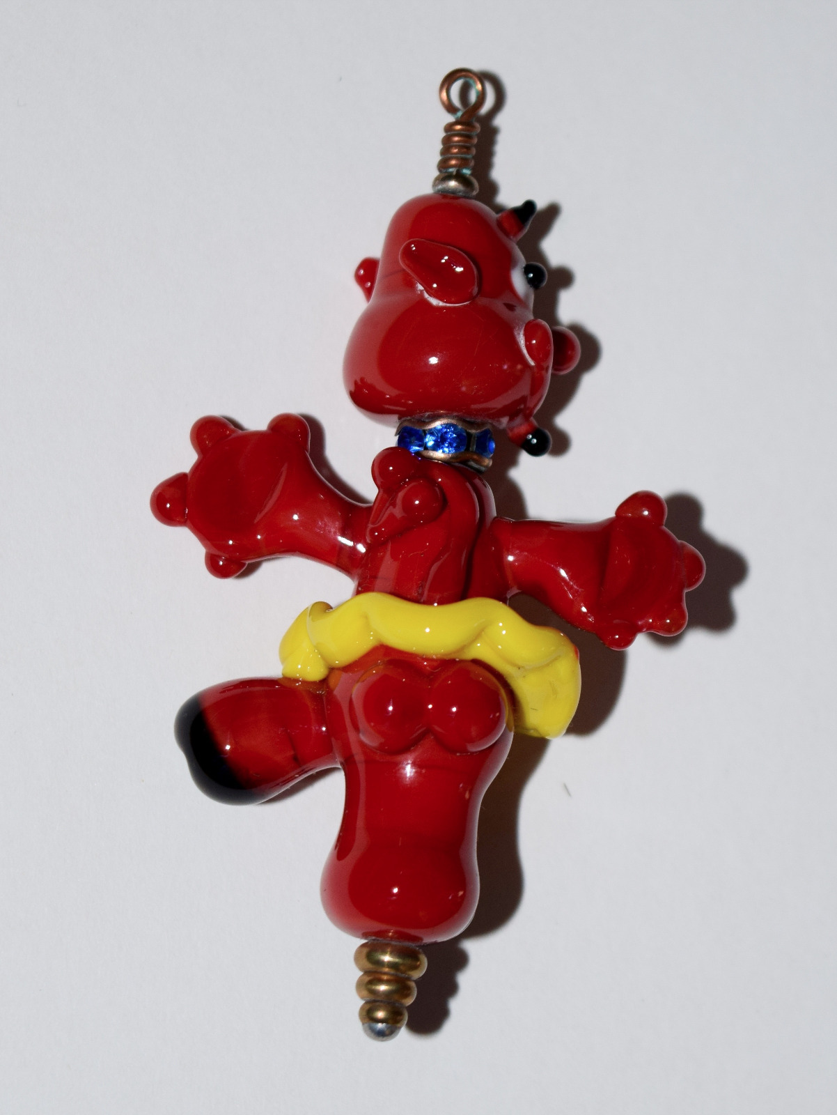 Handmade Glass Lampwork Bead DANCING DEVIL approx 2 1/2 inches tall