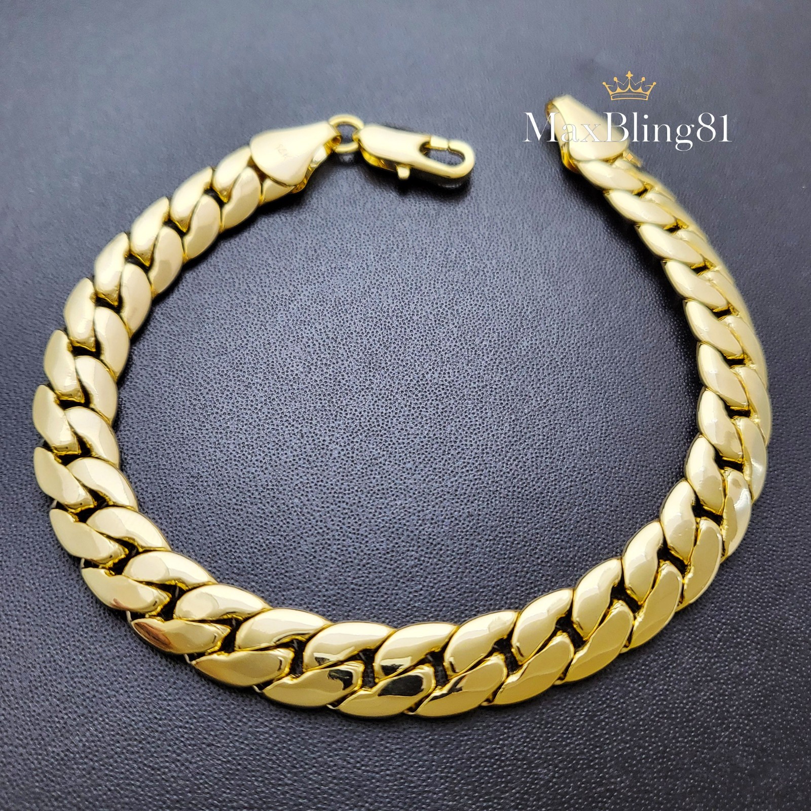 High-End Quality Brass Gold 14K Stamped 10mm 9″ Bracelet Fashion Cuban Chain