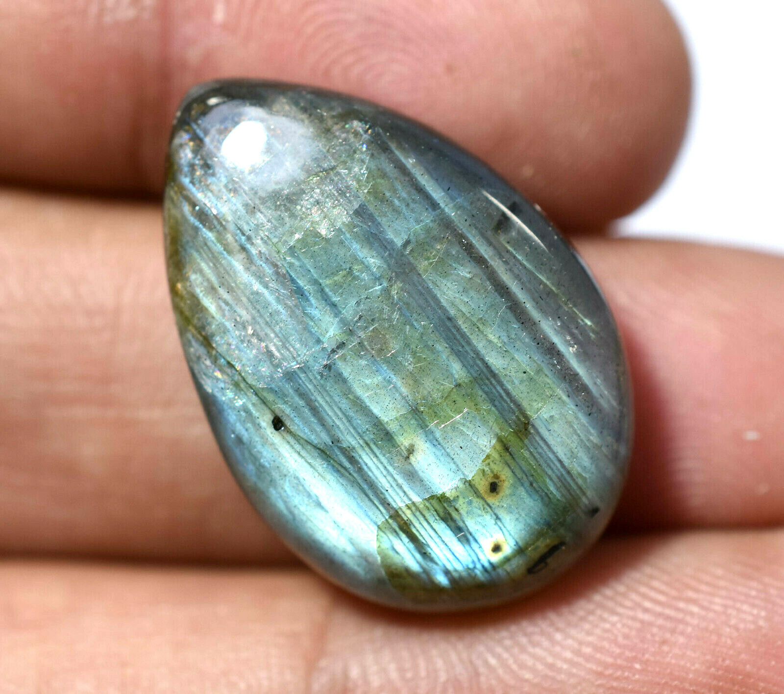27.65 Ct Natural Labradorite GGL Certified Radiant Cabochon Gemstone