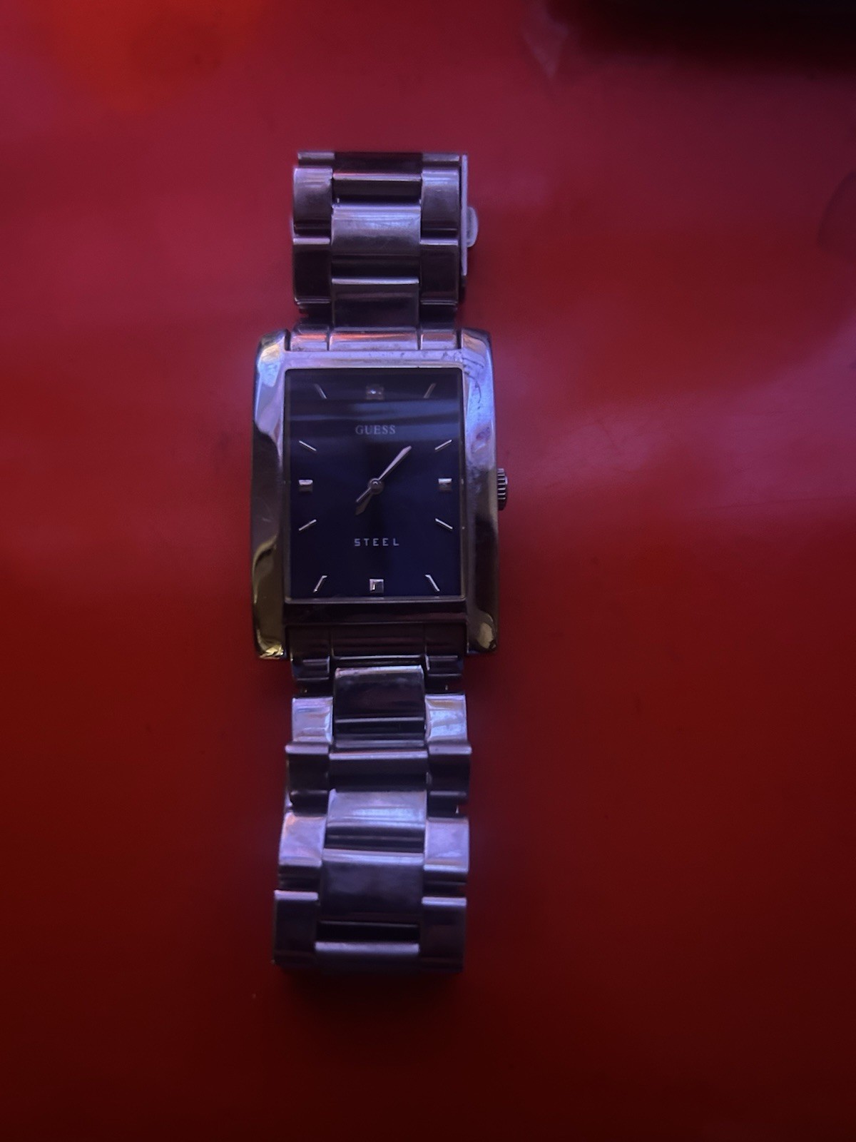 GUESS Steel universal Quartz Rectangular Black Dial Blue Face S-Steel