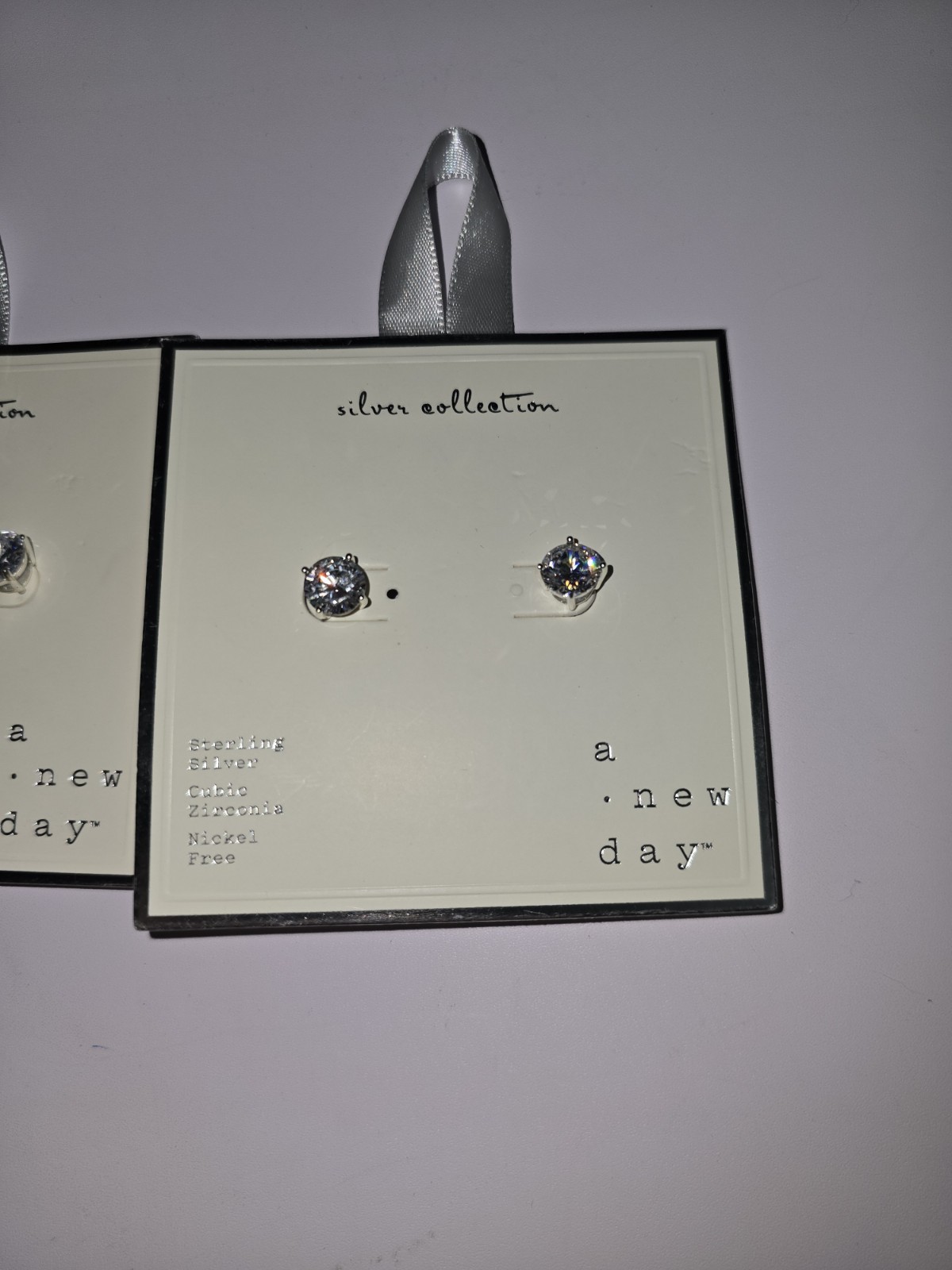 2 Packs A New Day Silver Collection Earrings Sterling Cubic Zirconia