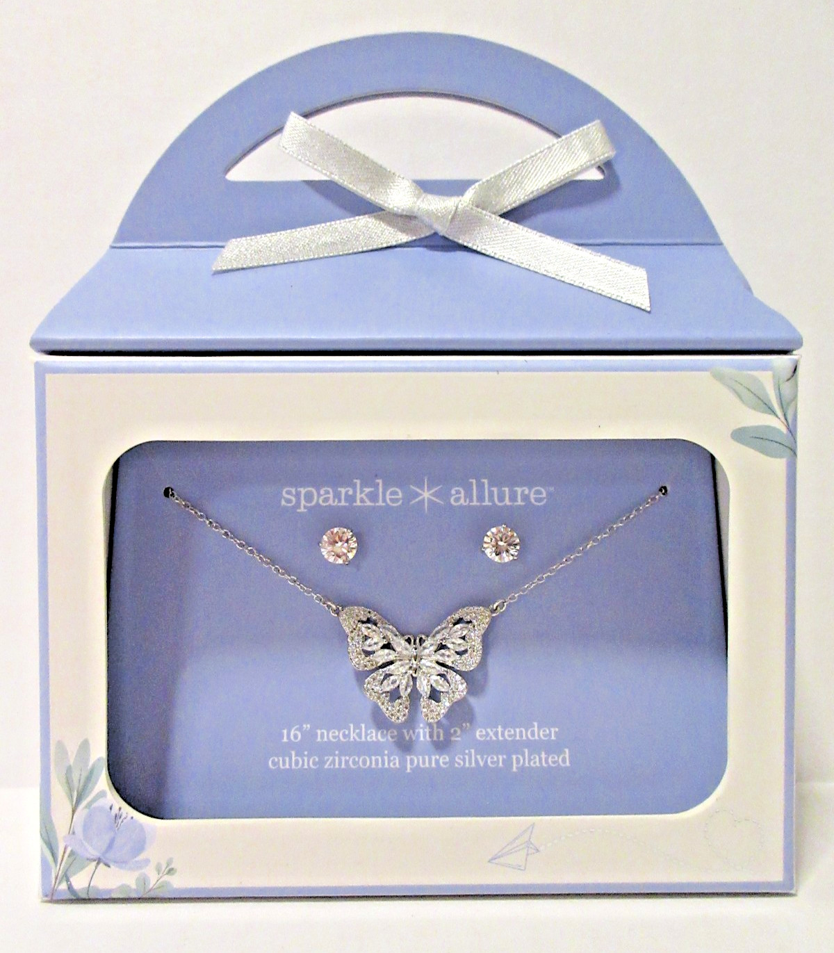 Sparkle Allure Women’s Cubic Zirconia Butterfly 2-pc. Jewelry Set NIB B62