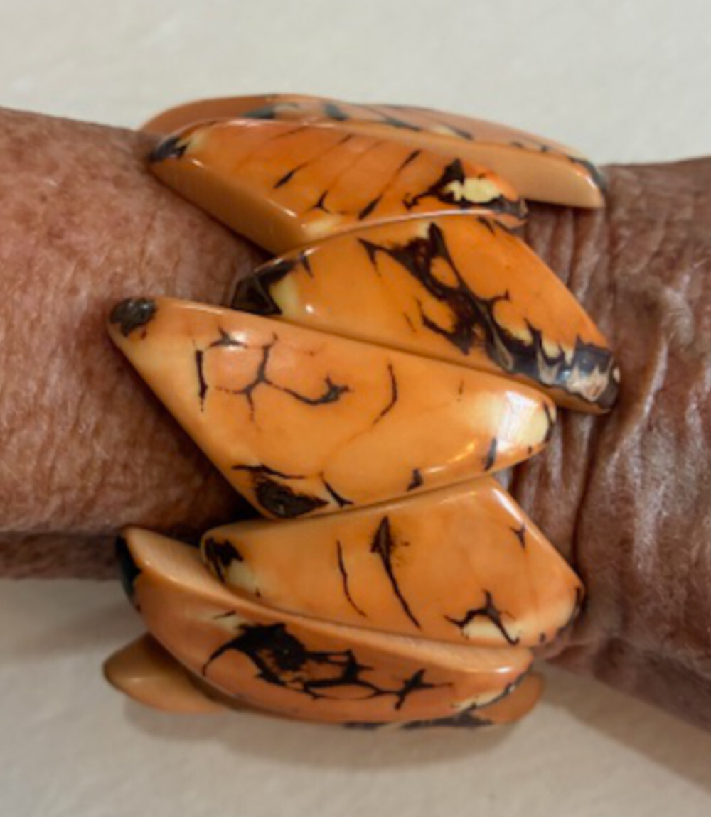 Tagua Nut Jewelry By Soraya Cedeno, Bracelet, Trini, Peach color