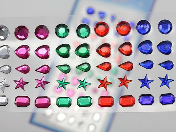 Stick On Rhinestones Plastic Face Gems Body Jewels Cards For DIY Craft & Parties