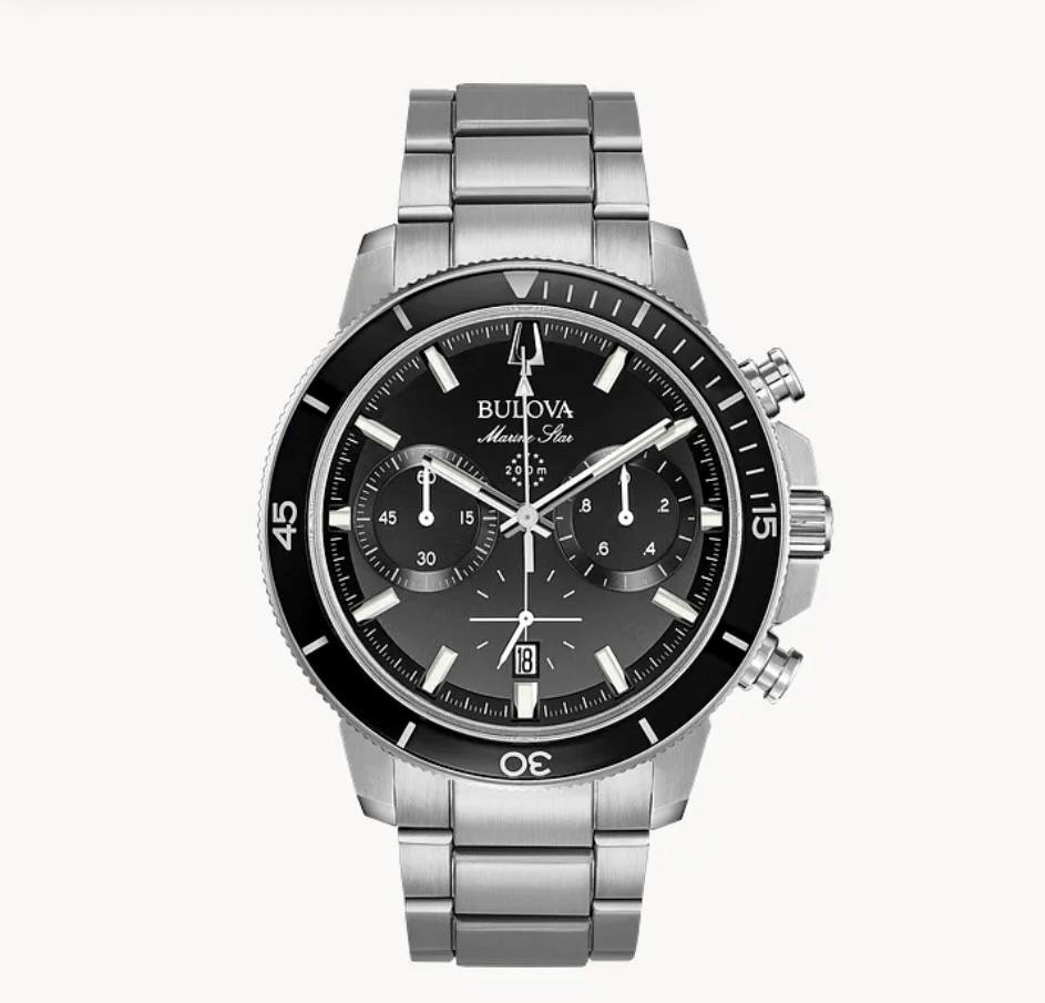 Bulova Marine Star 45mm Stainless Steel Case Men’s Watch 96B272 Black $625