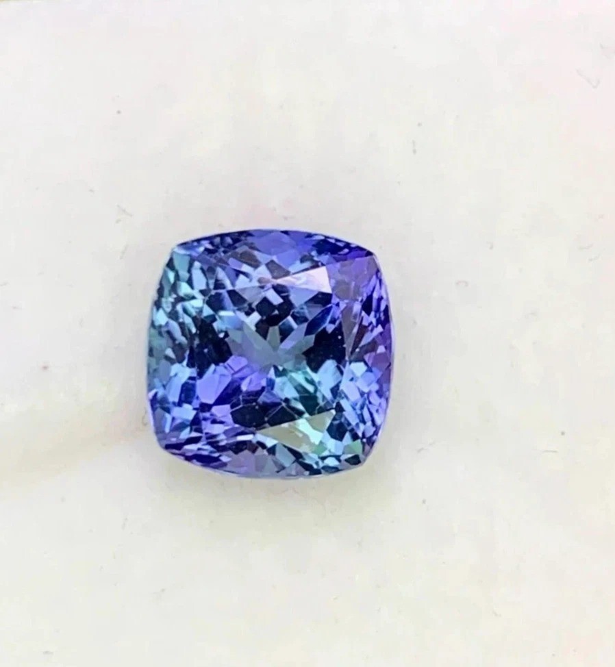 Extremely Rare Blue Tanzanite Cushion 8+ Ct Natural Certified Loose Gemstone