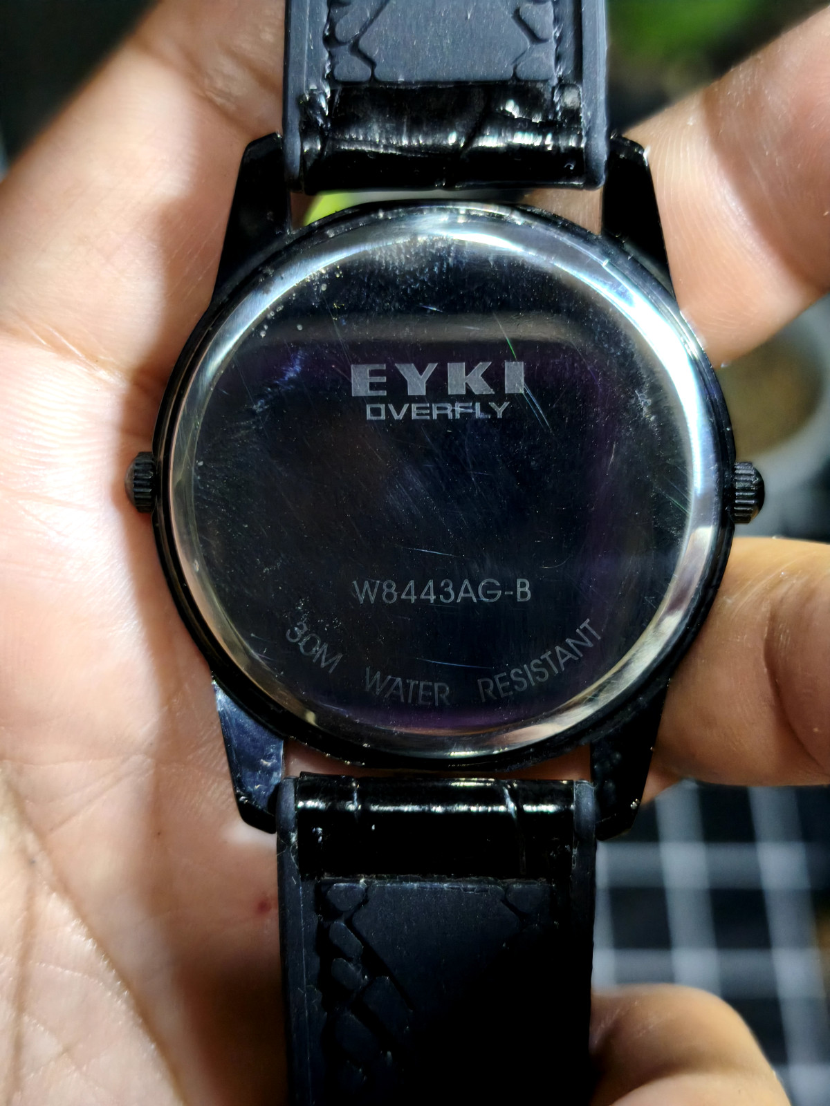 EYKI Overfly Men’s Dual Time Watch All Black Case Wave Dial Quartz