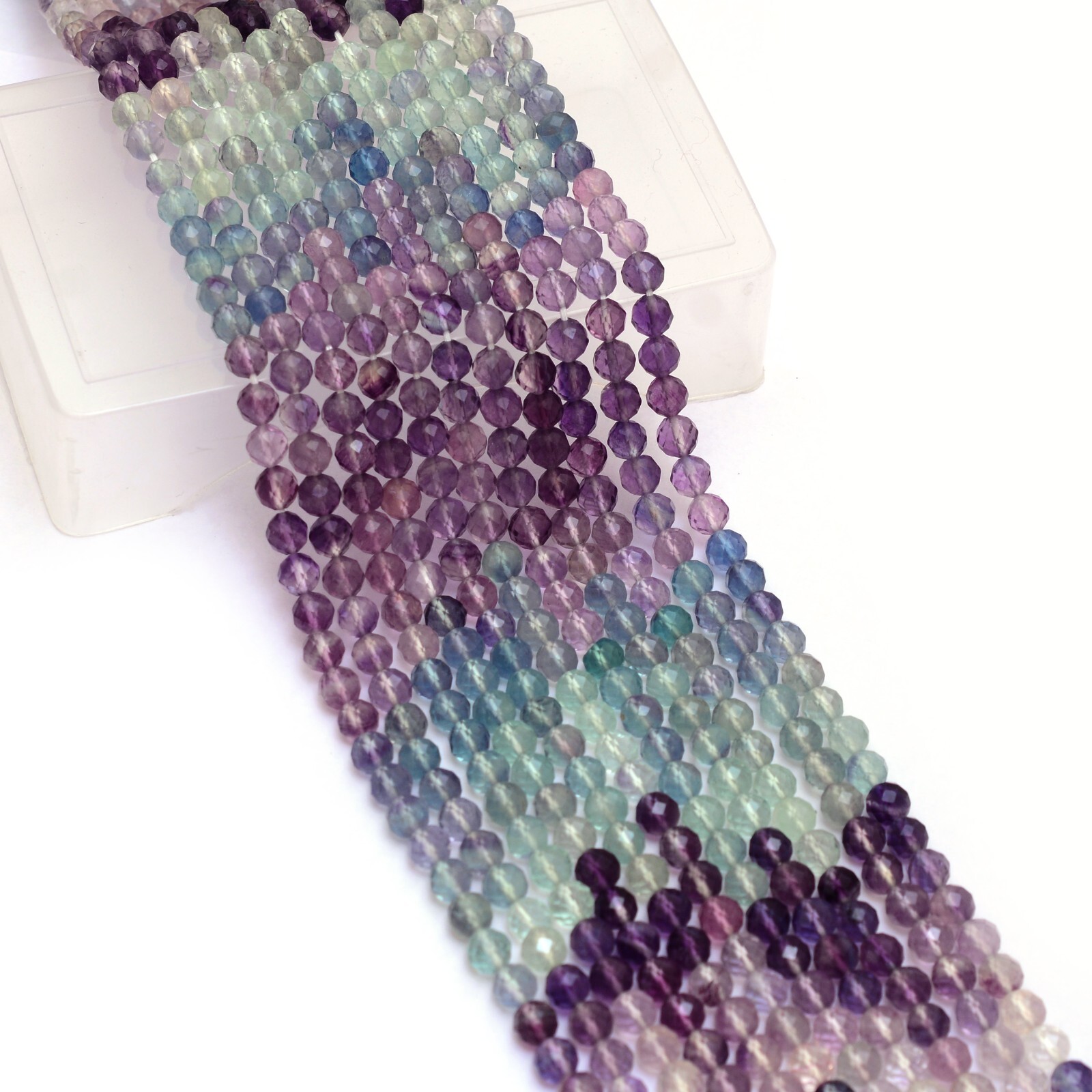 AAA+ Multi Fluorite Gemstone 5mm-6mm Faceted Round Loose Beads | 12inch Strand