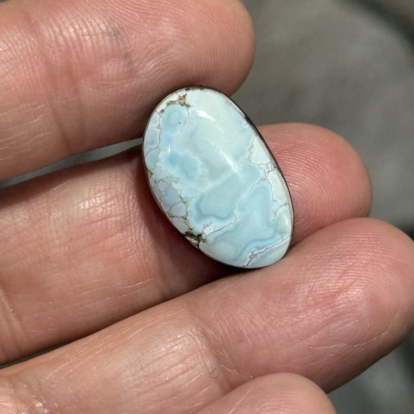 9.85ct 20.6x13x5mm Fine Powder Blue Gobi Turquoise Backed Cabochon Loose Gem