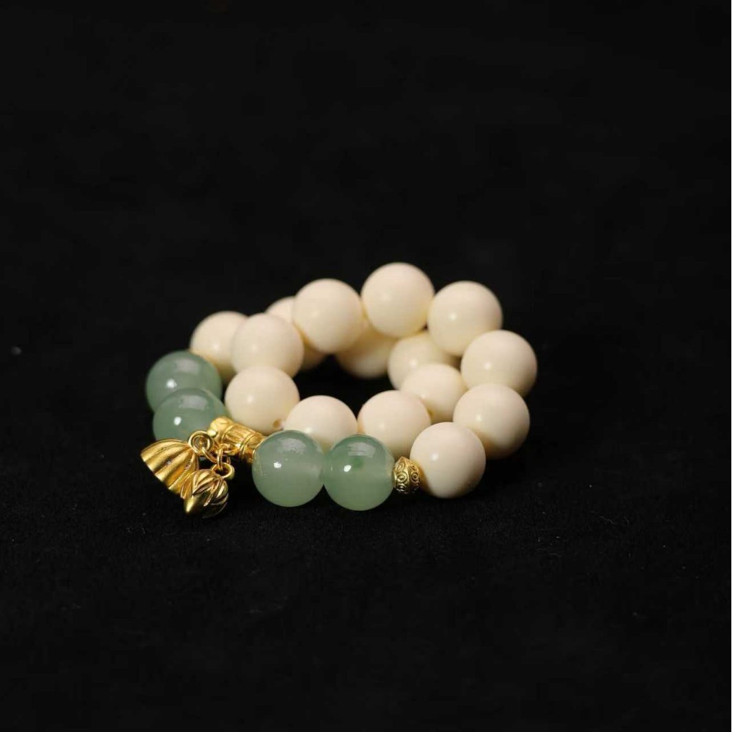 Meditation Bracelet White Bodhi Seed Buddhist Prayer Bead Bracelet for Men