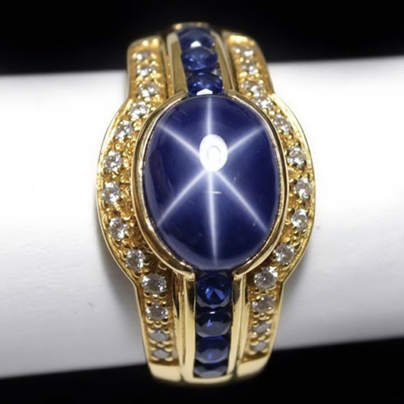 14K PLATED NATURAL STAR SAPPHIRE RING SILVER SIZE 7.5 WEDDING RING FREE RESIZE