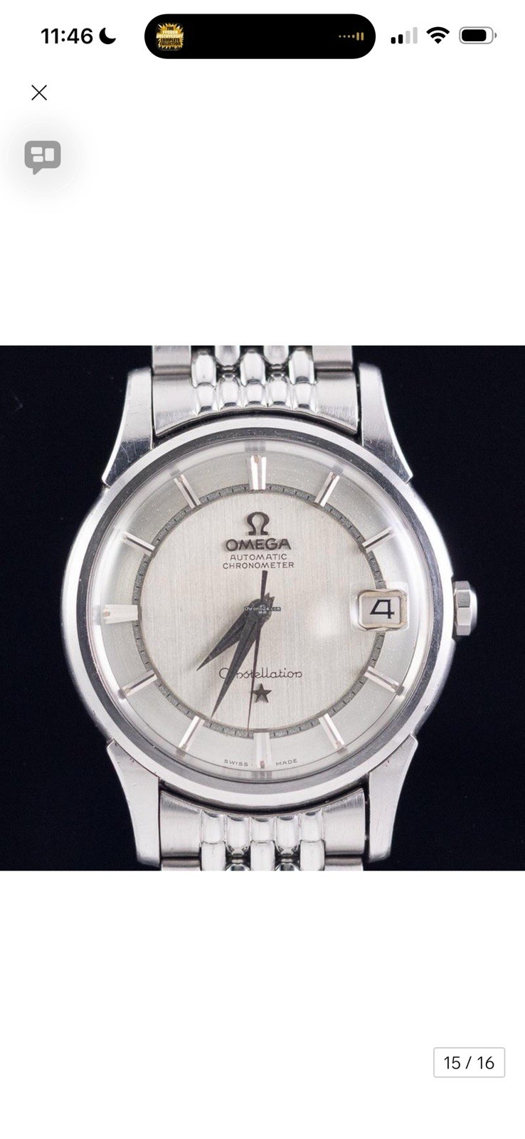 Omega Constellation RARE “Railroad Minute Track” Dial, 1959 Reference 14393