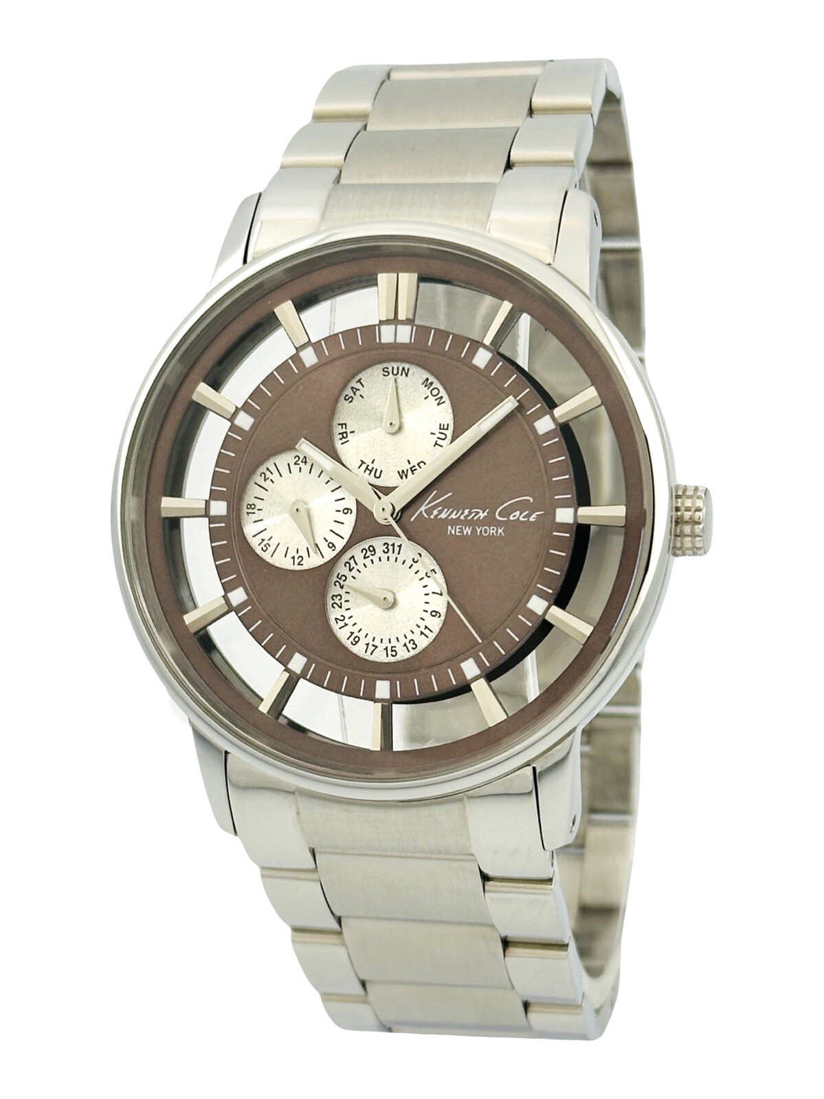 Kenneth Cole KC9114 Men’s Iron Brown Transparent See-Through Dial Steel Watch