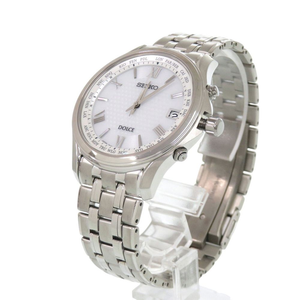 Seiko Dolce Exceline SADZ201 7B27 0AD0 Titanium White Solar Radio Wave Watch Whi