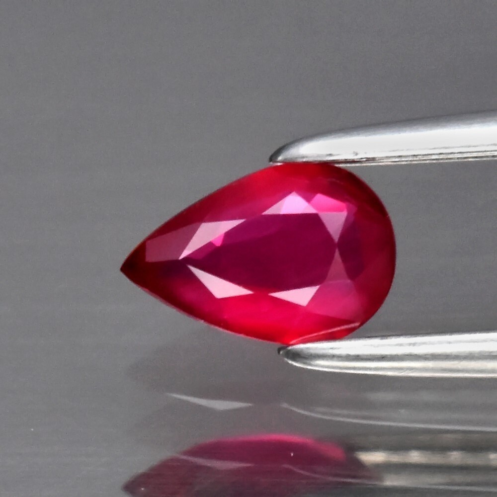 0.34ct 5.7×3.8mm Pear Unheated Pinkish Red Ruby Gemstone Mozambique Stunning!