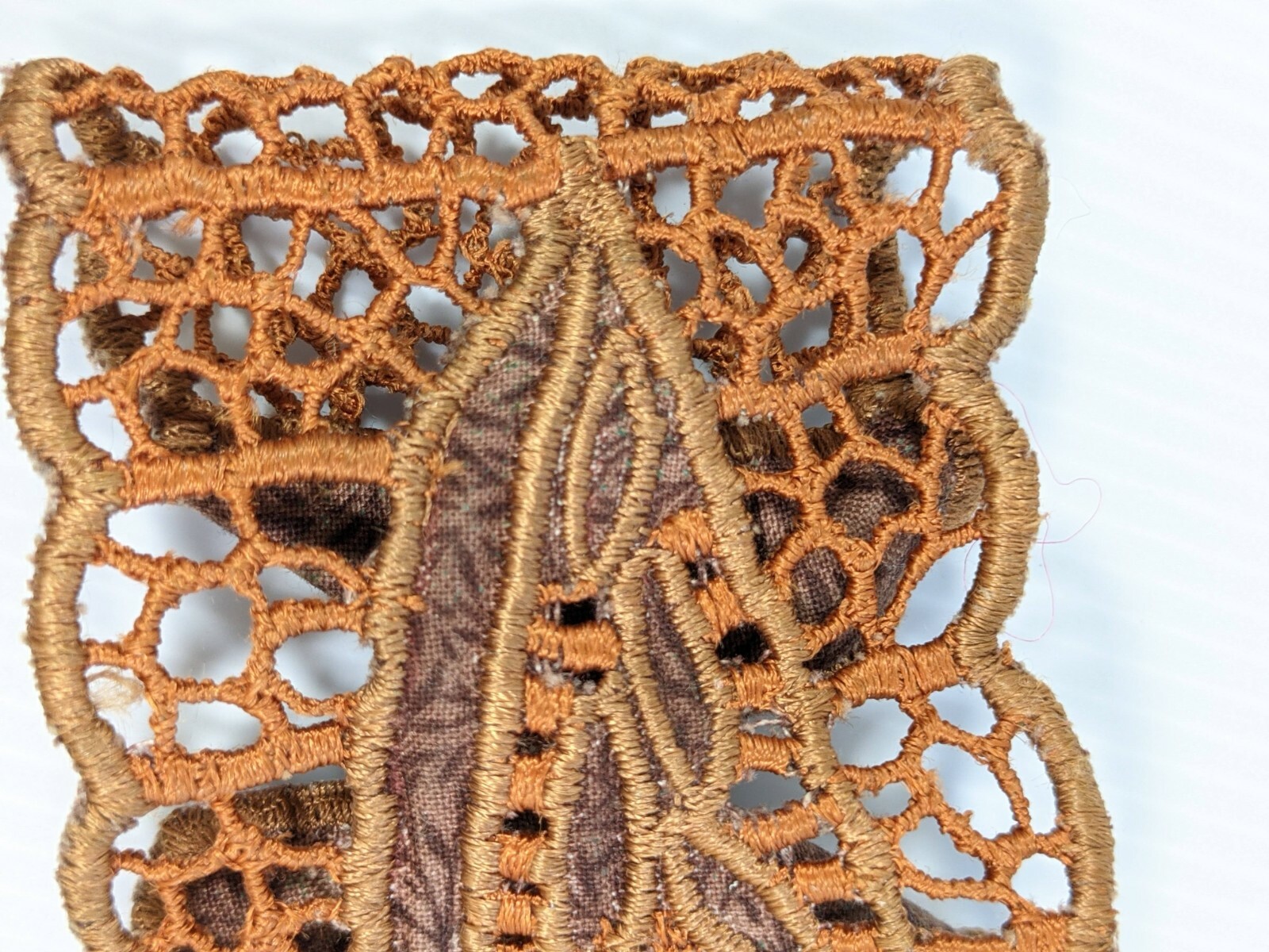 Artisan Crochet Style Brown Leaf Arrowhead Wide Band bracelet 7.5 Inches