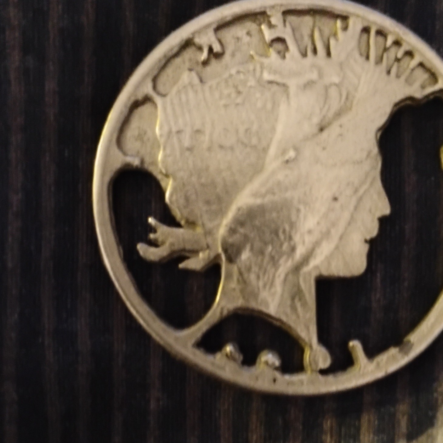 Silver Metal Peace Dollar Cutout -Style Round Pendant Charm Unisex