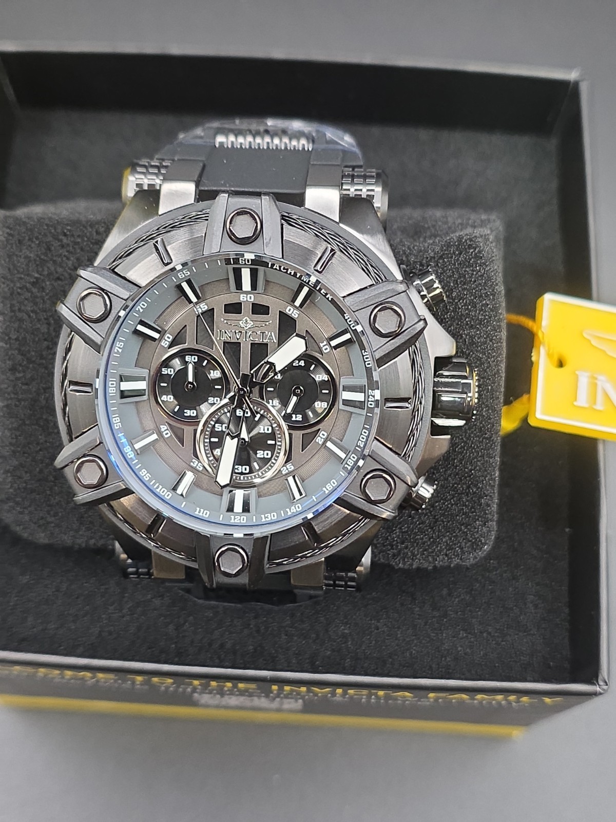 Invicta Bolt Cable Surge Men’s 52mm Triple Black Stealth Chronograph Watch 35550
