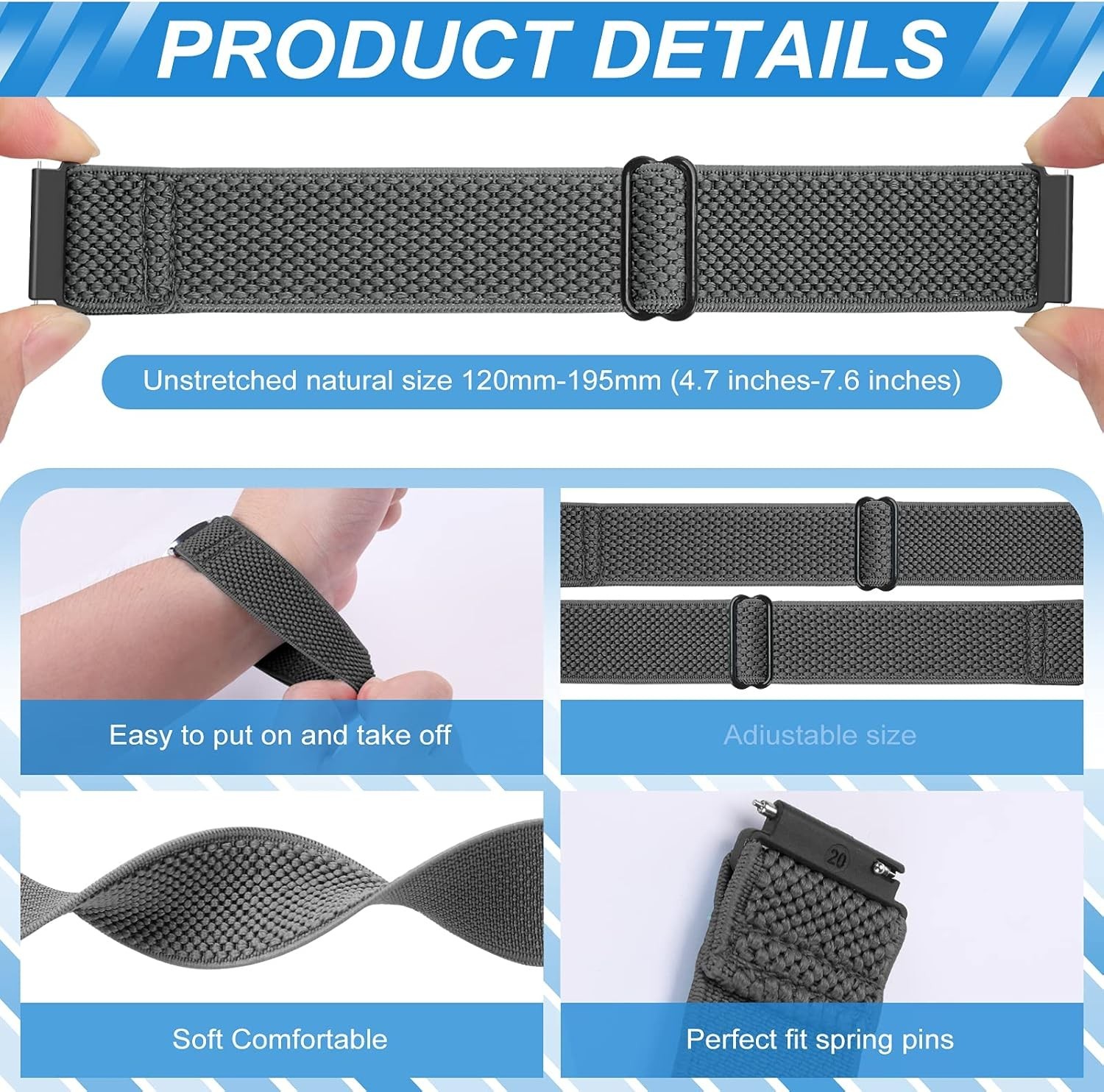 Nylon Elastic Watch Straps 16mm-24mm | Adjustable & Easy to Install