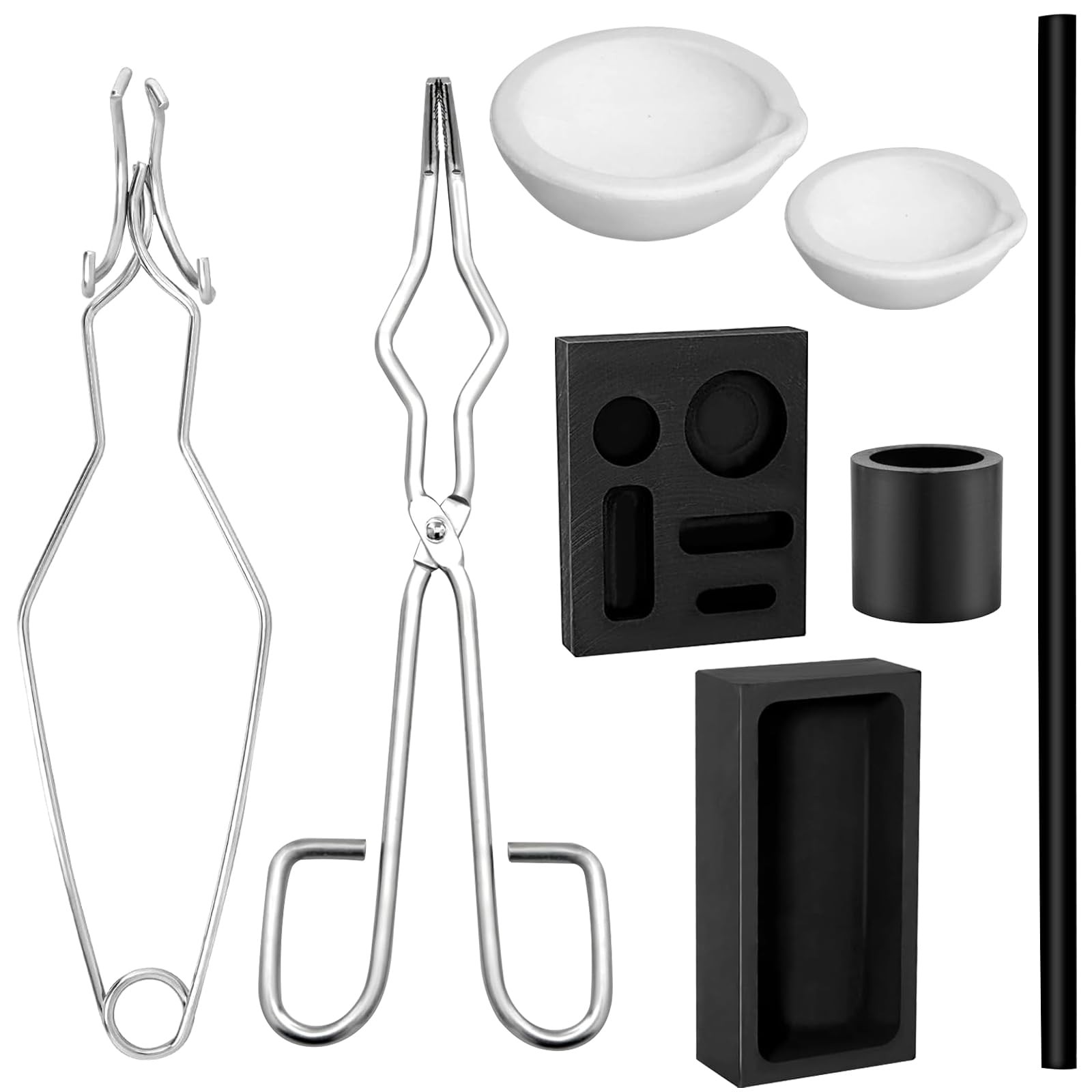 LAIAMER 8pcs Graphite Metal Melting Casting Kit, Including 2 Crucible Tongs, …