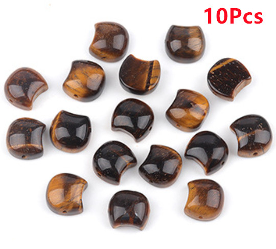 10Pcs 16x15x8mm Tiger Eye Gem Faceless Cat Head Horizontal Holes Beads ETY49