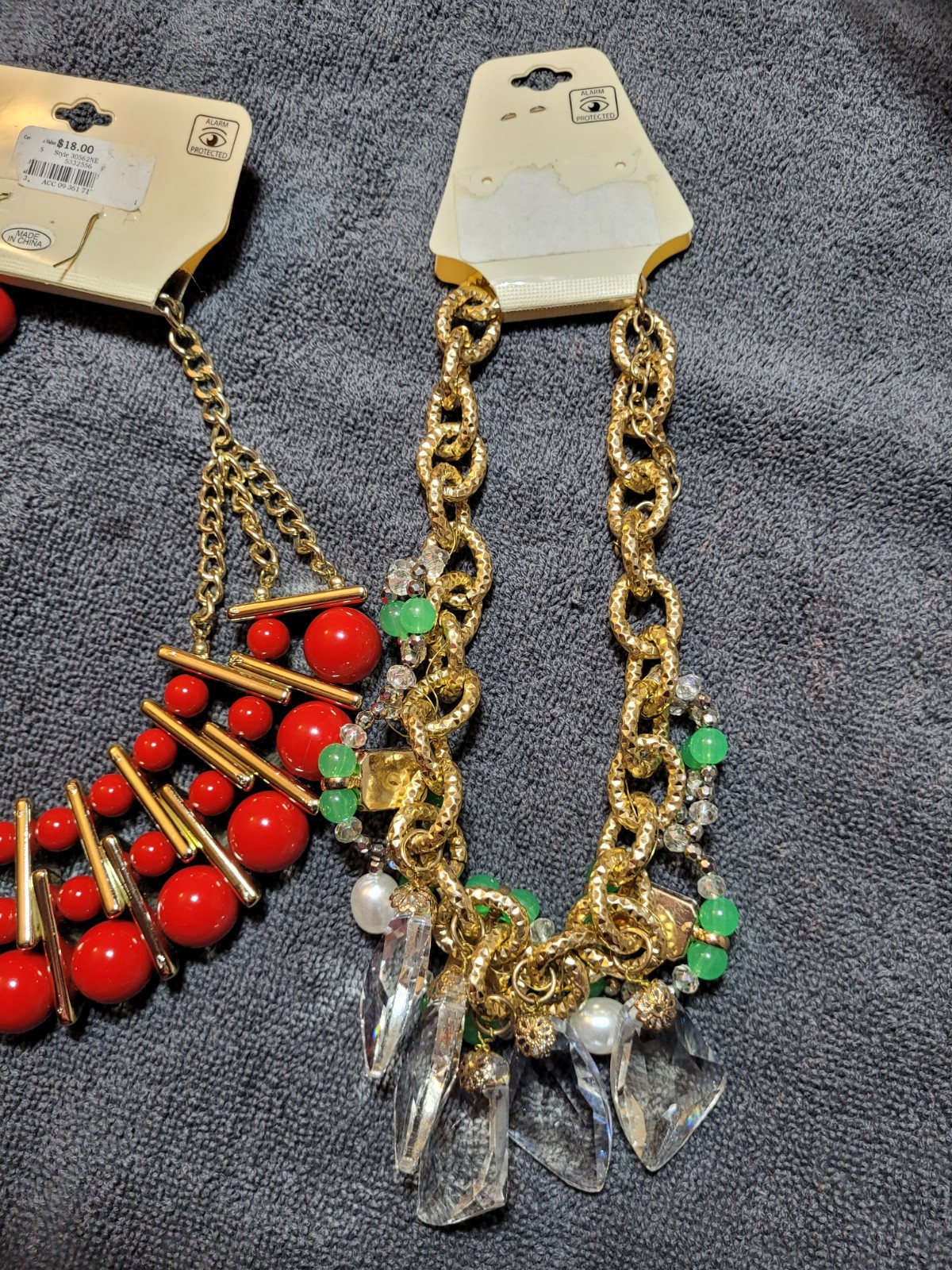 Sophia Kate Statement Necklace Lot Of 3 W/ Earrings New Red, Gold, Green