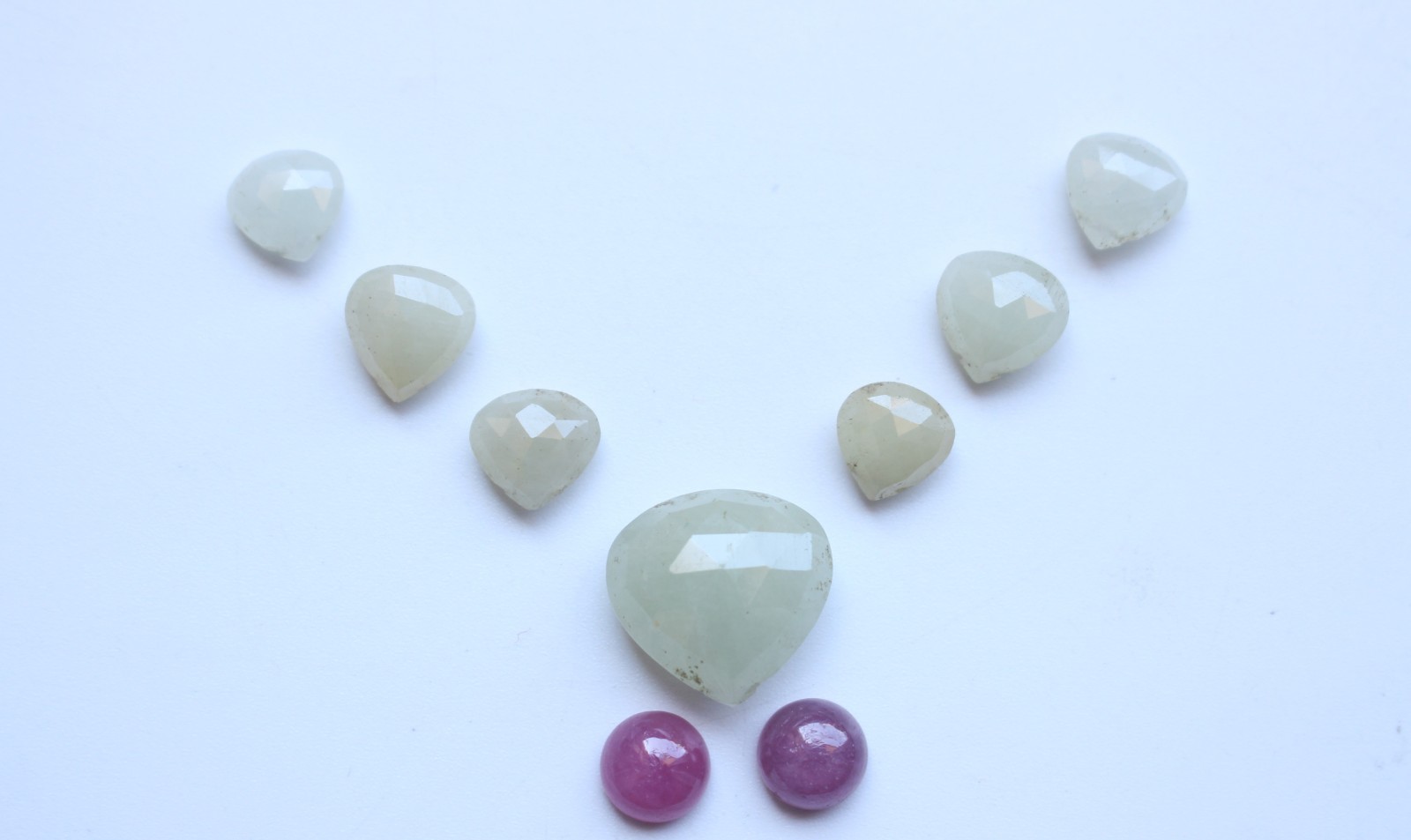 Ct.30.50 Natural Multi Sapphire & Ruby Rose Cut Faceted Cabochon Set Lot 7To13MM