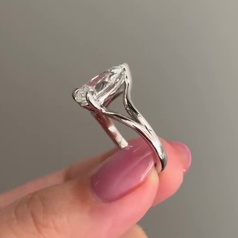 1.90 CT Pear Cut Moissanite Solitaire Engagement Ring In 14k White Gold Plated