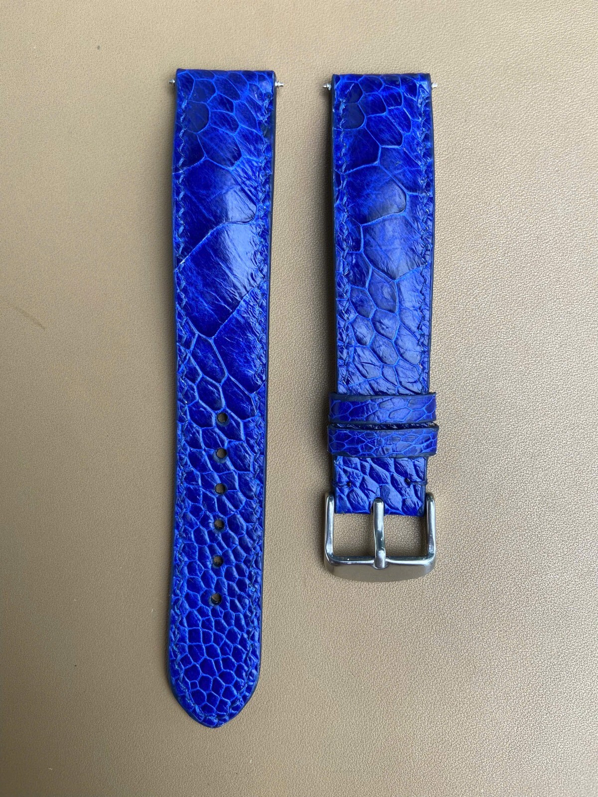 Blue Ostrich Leather Watch Strap Band, Size 18mm 19mm 20mm 21mm 22mm 24mm 26mm