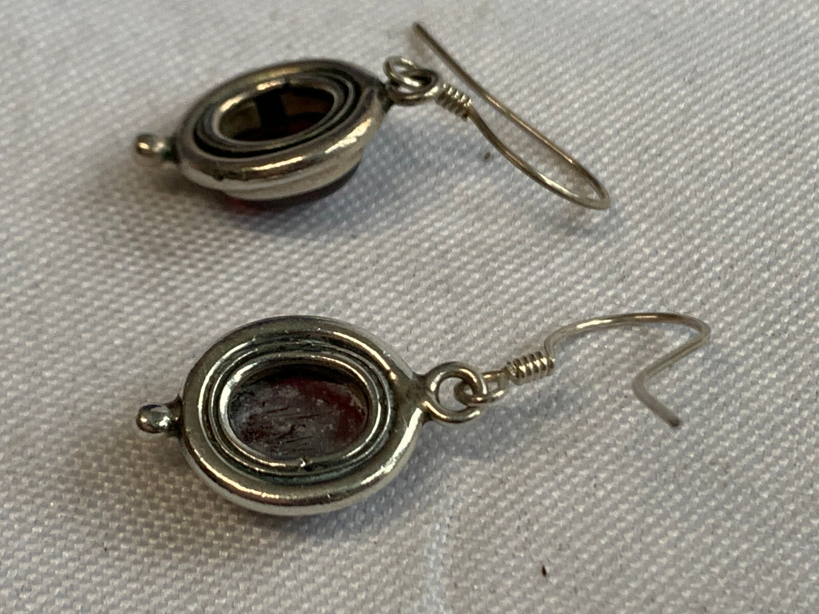 Sterling Silver Dangle Earrings 5.59g Fine Jewelry Dangle Garnet Color Stones