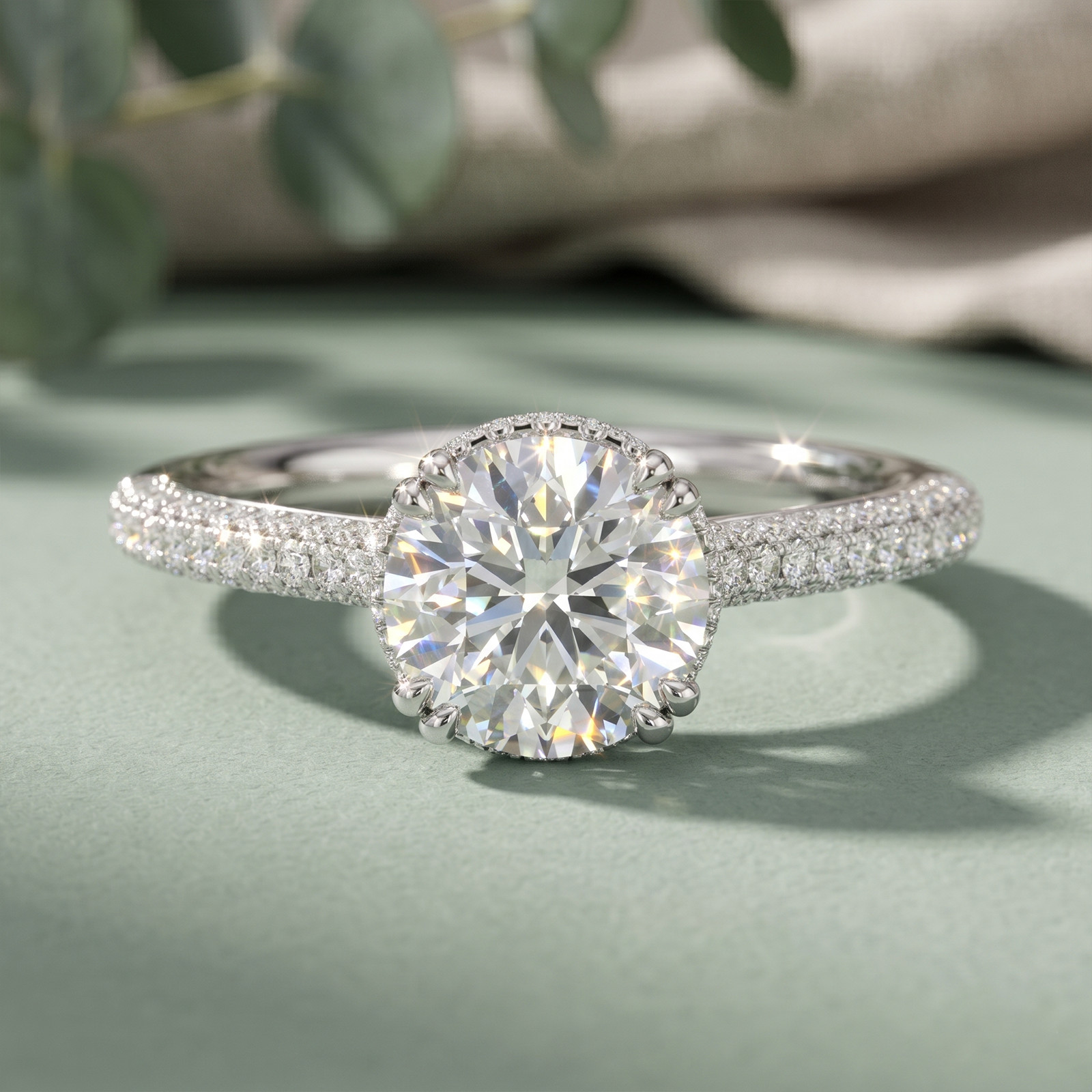 Diamond Engagement Ring 2.75 Ct Lab Grown E F VVS 18K White Gold IGI Round Cut
