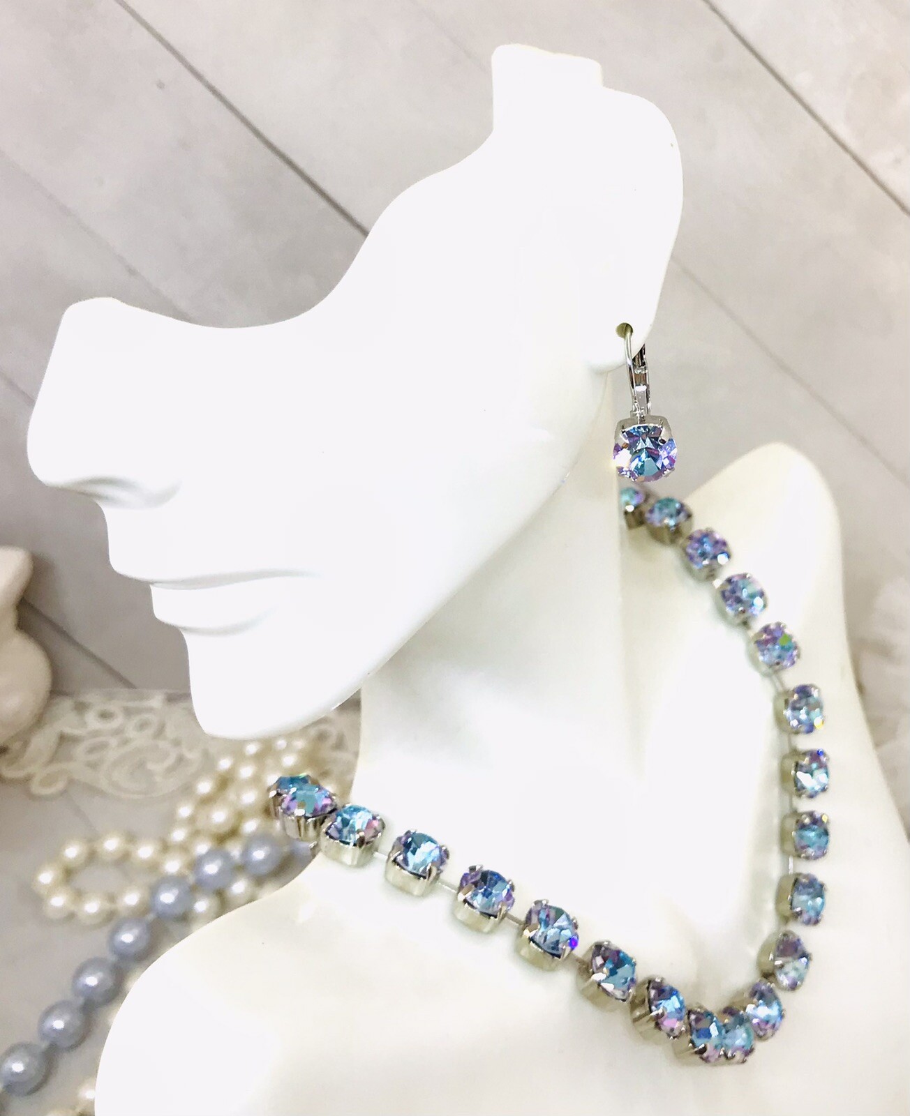 Vitrail Light Crystal Cup Chain Necklace, Lavender Crystal Tennis Necklace
