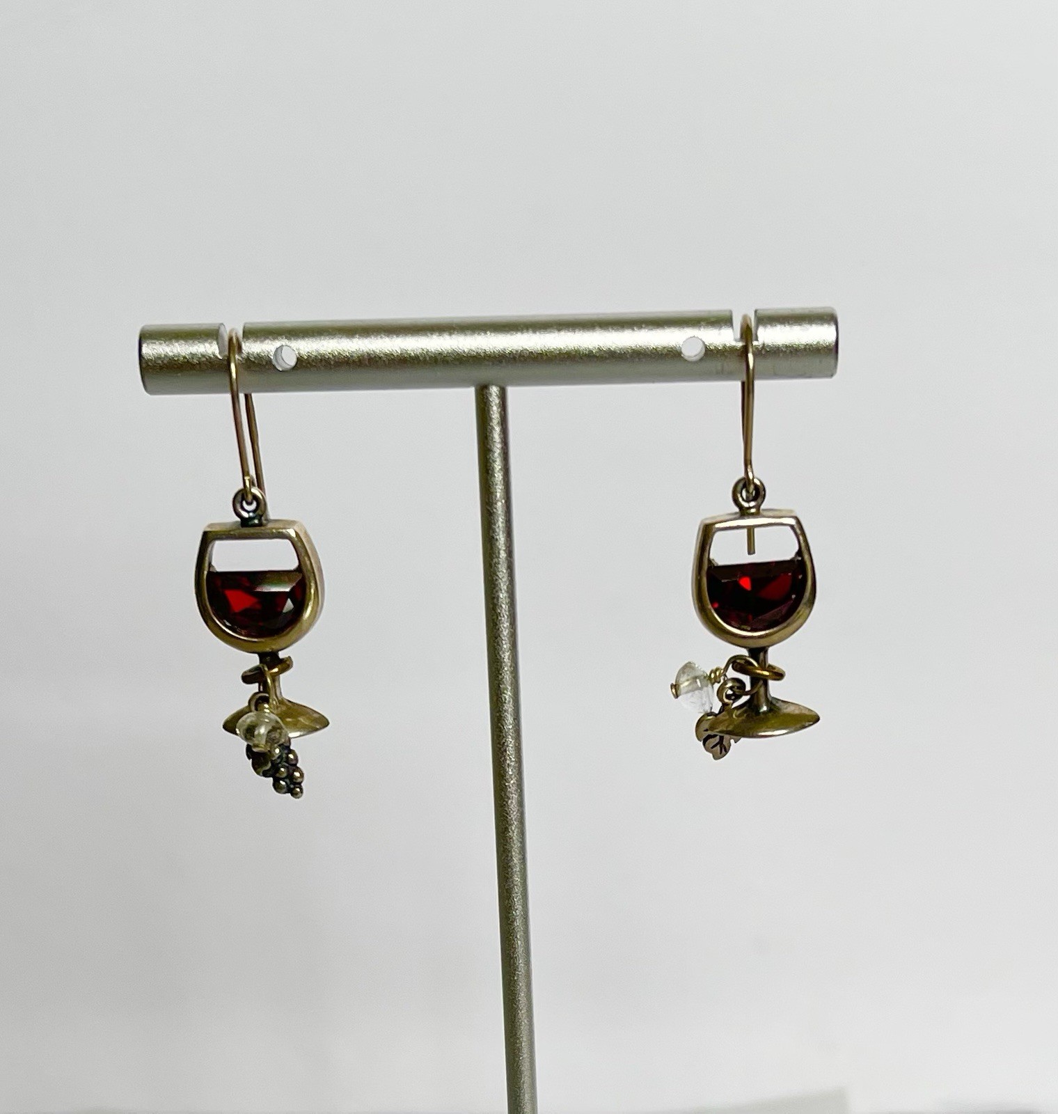Silpada Sterling Silver Red Wine Glass Charms Dangle Earrings. (465)