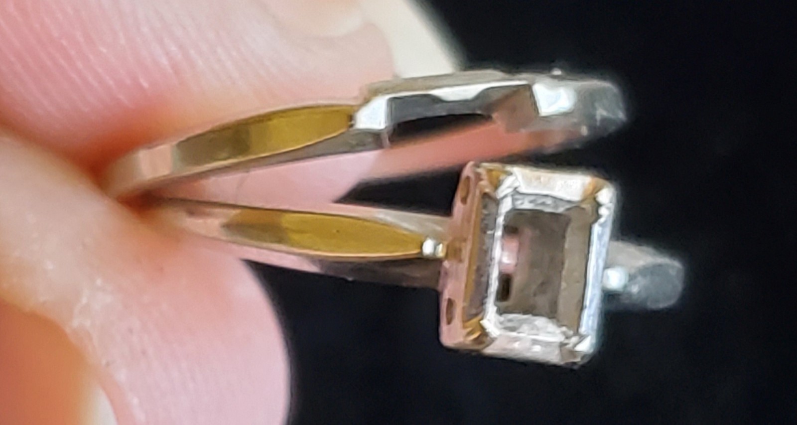 Vintage 18K White Gold Ring Lot Bands Empty Settings 4.27g Emerald Cut Signed AJ