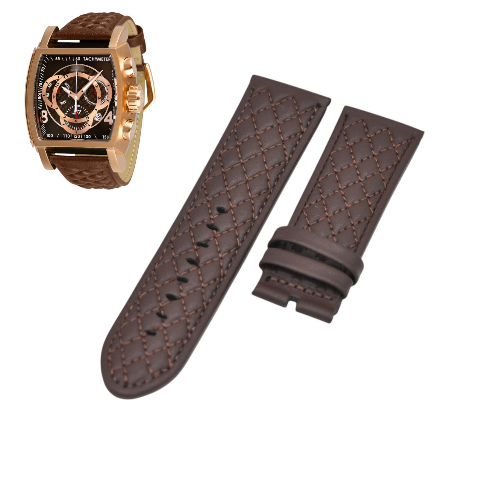 S1 Rally 27934 26mm Dark Brown Leather Watch Strap For Invicta