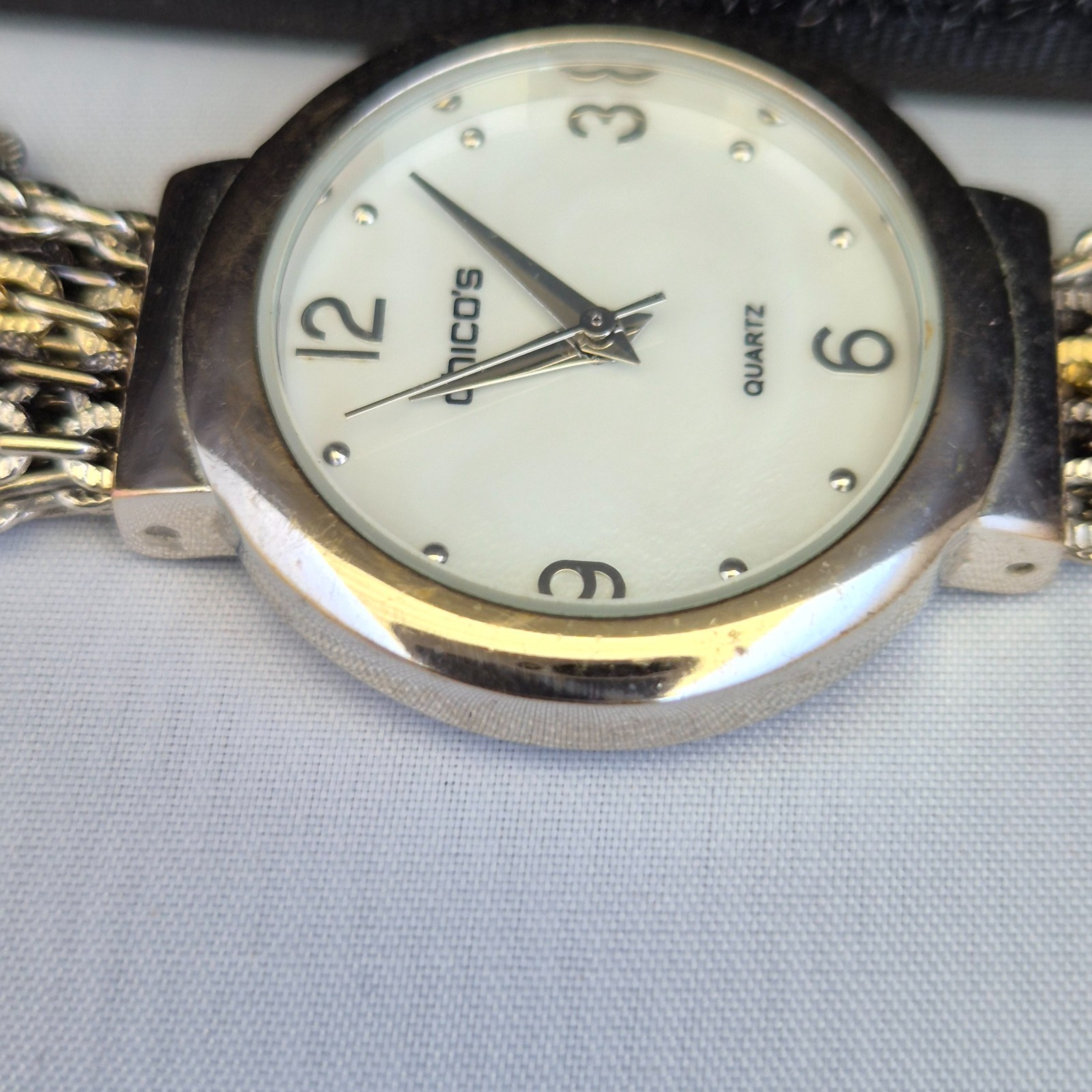 CHICO’S Two-Tone Quartz Analog Women’s Watch Sz. 7″ New Battery