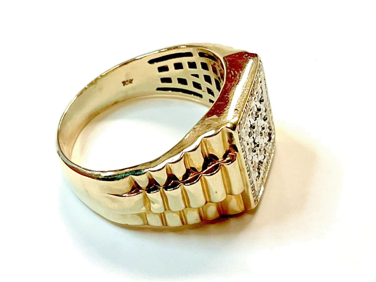 10 K Gold Men’s Ring Size 12 Diamond 8.6 Gr