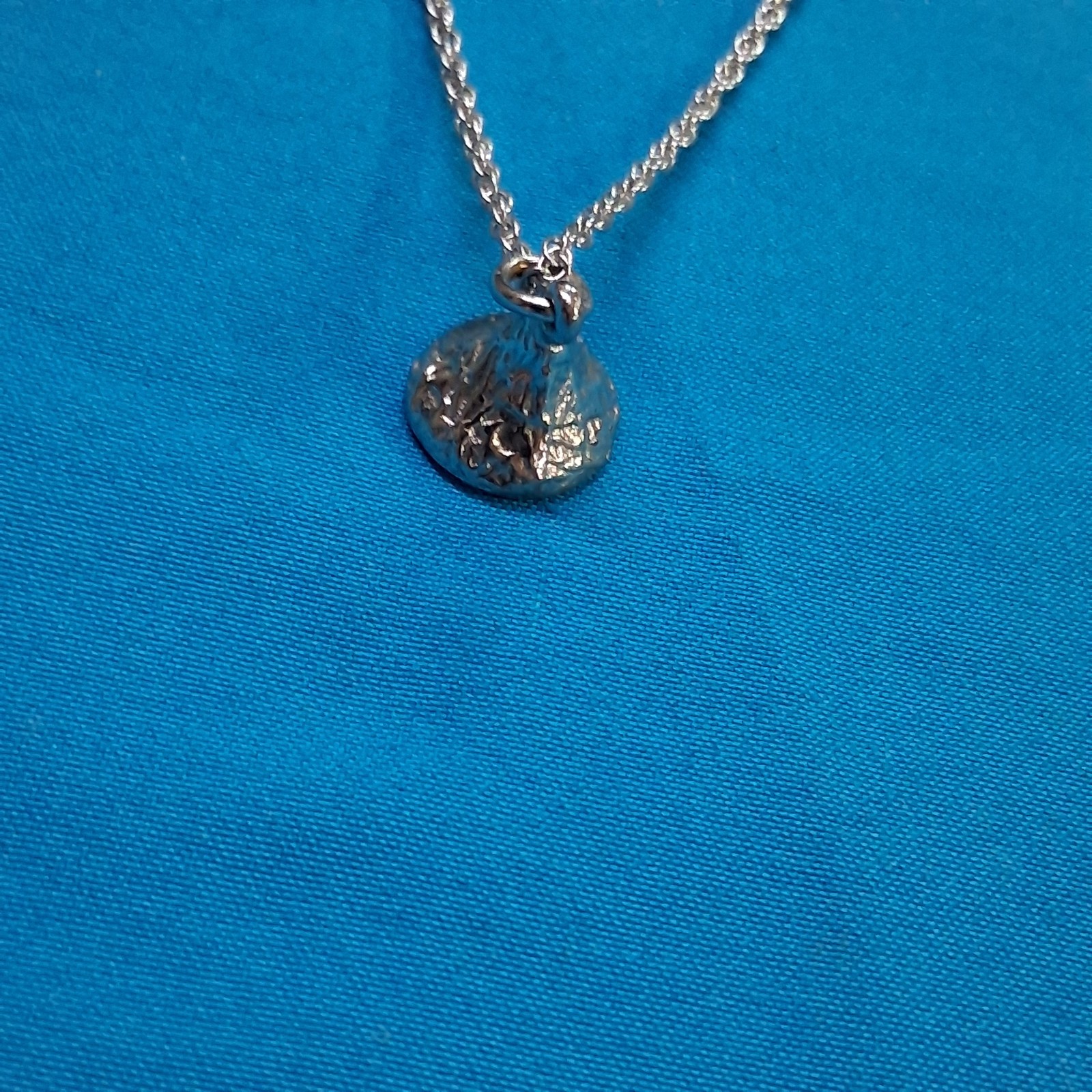JCF STER Marked Polished Hershey Kiss Designed Pendant Double Chain Necklace
