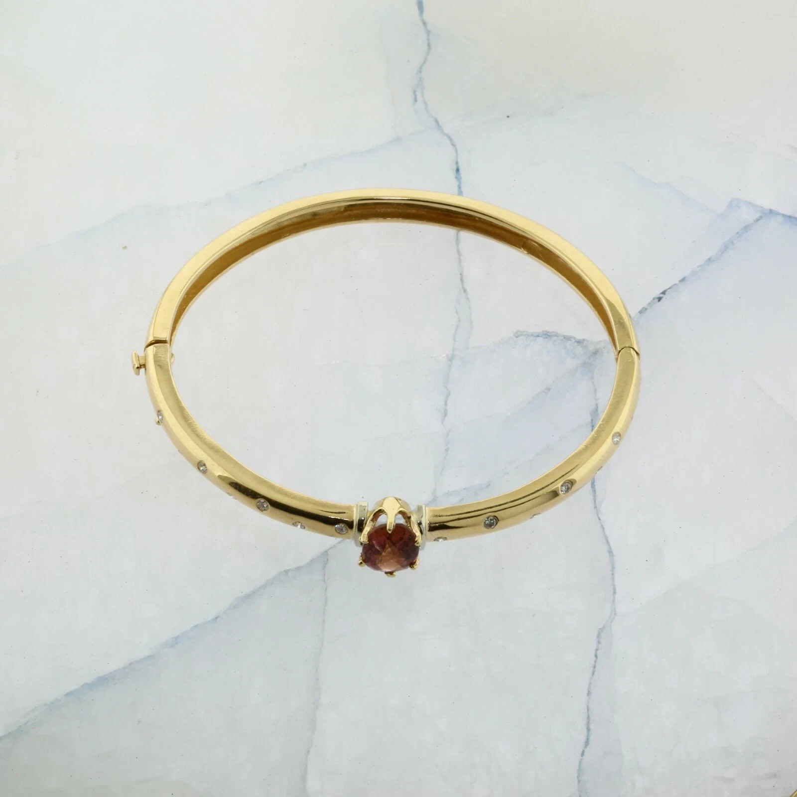 3Ct Oval Cut Lab-Created Tourmaline Women Bangle Bracelet 14K Yellow Gold Finish
