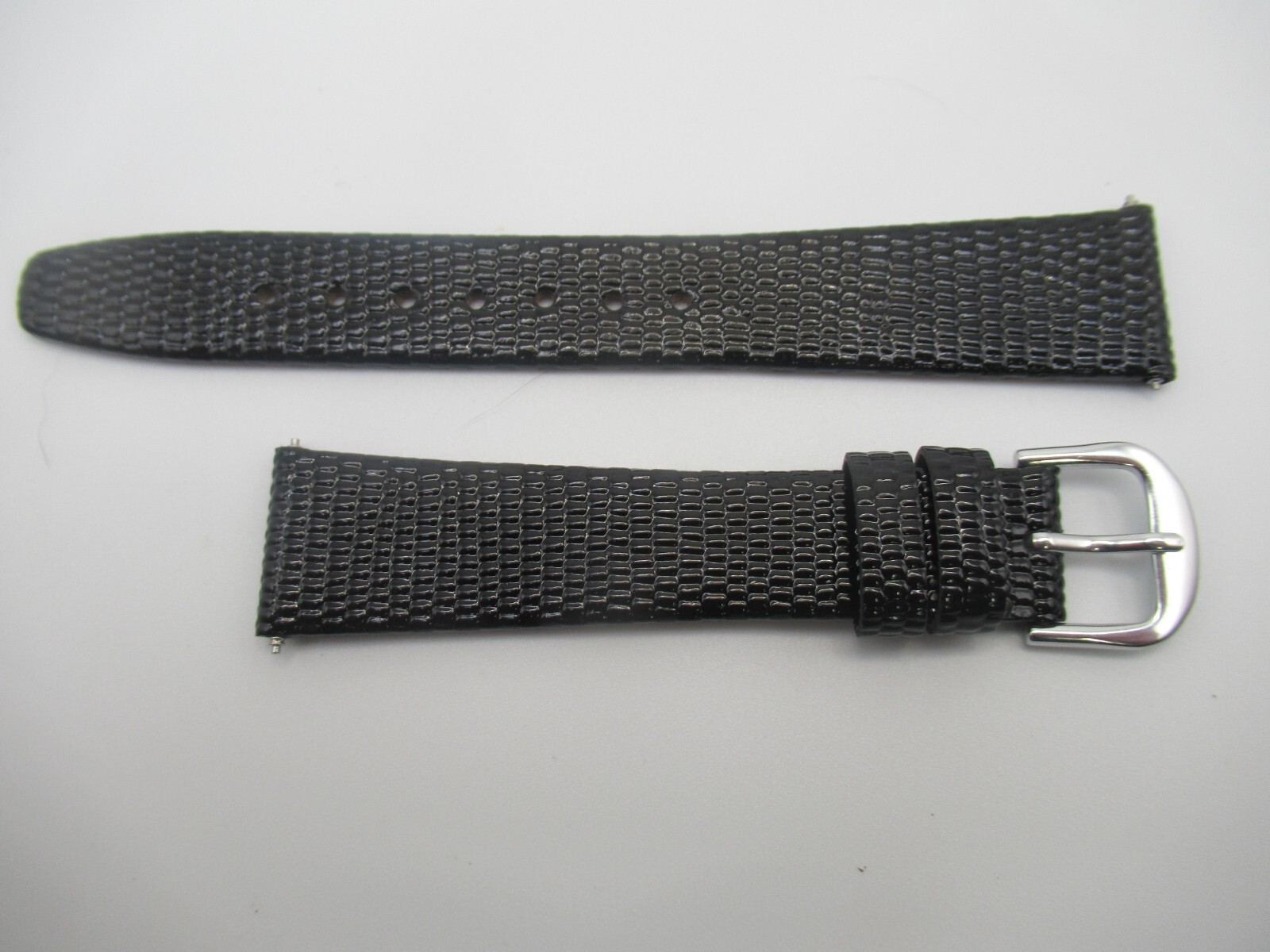 18MM Black Flat Lizard Grain Men’s Watch Band