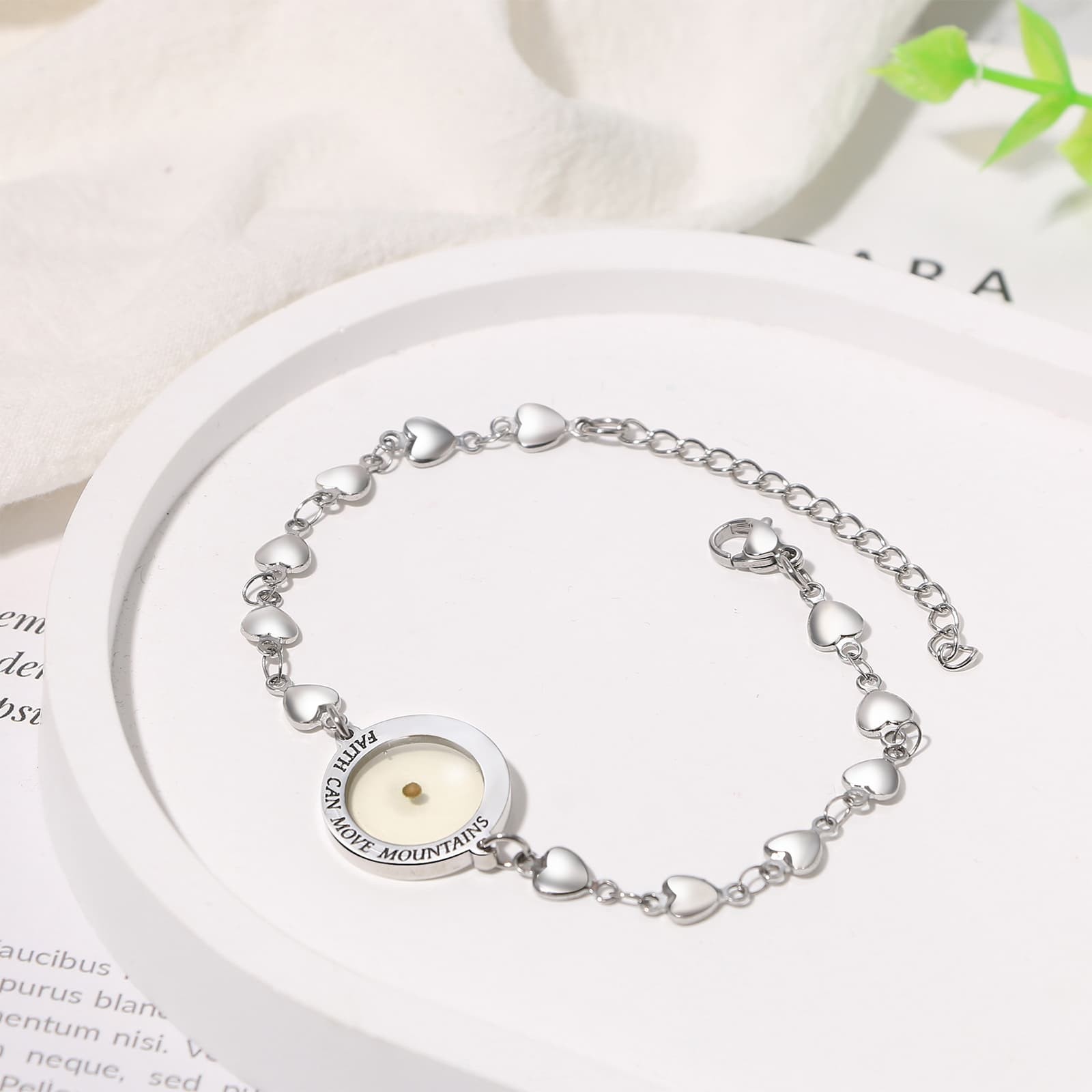 Women’s Christian Mustard Seed Pendant Stainless Steel Bracelet Gift For Baptism