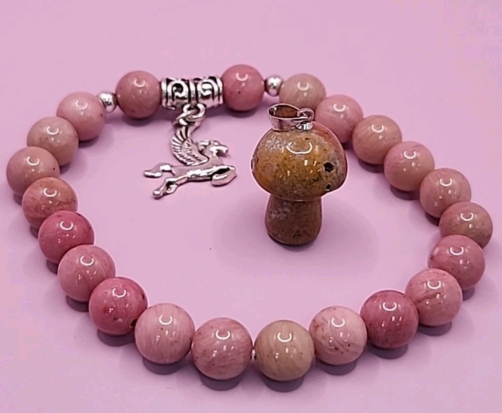 NEW TGS Jewelry Mushroom Shaped Crystal Pendent + Bonus Bracelet