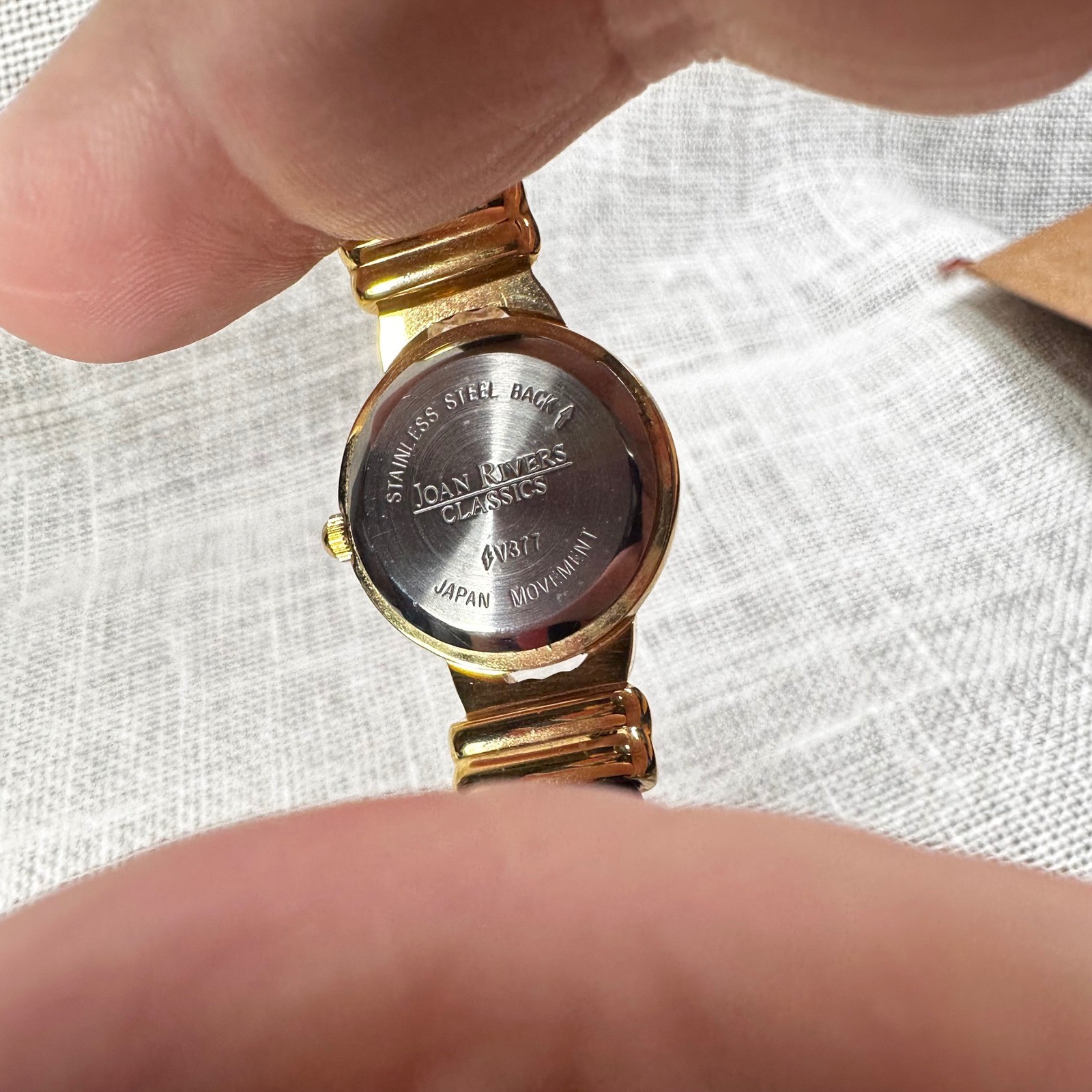 Joan Rivers Classics Womens Gold Tone Black Lizard Embossed Cuff Watch V377