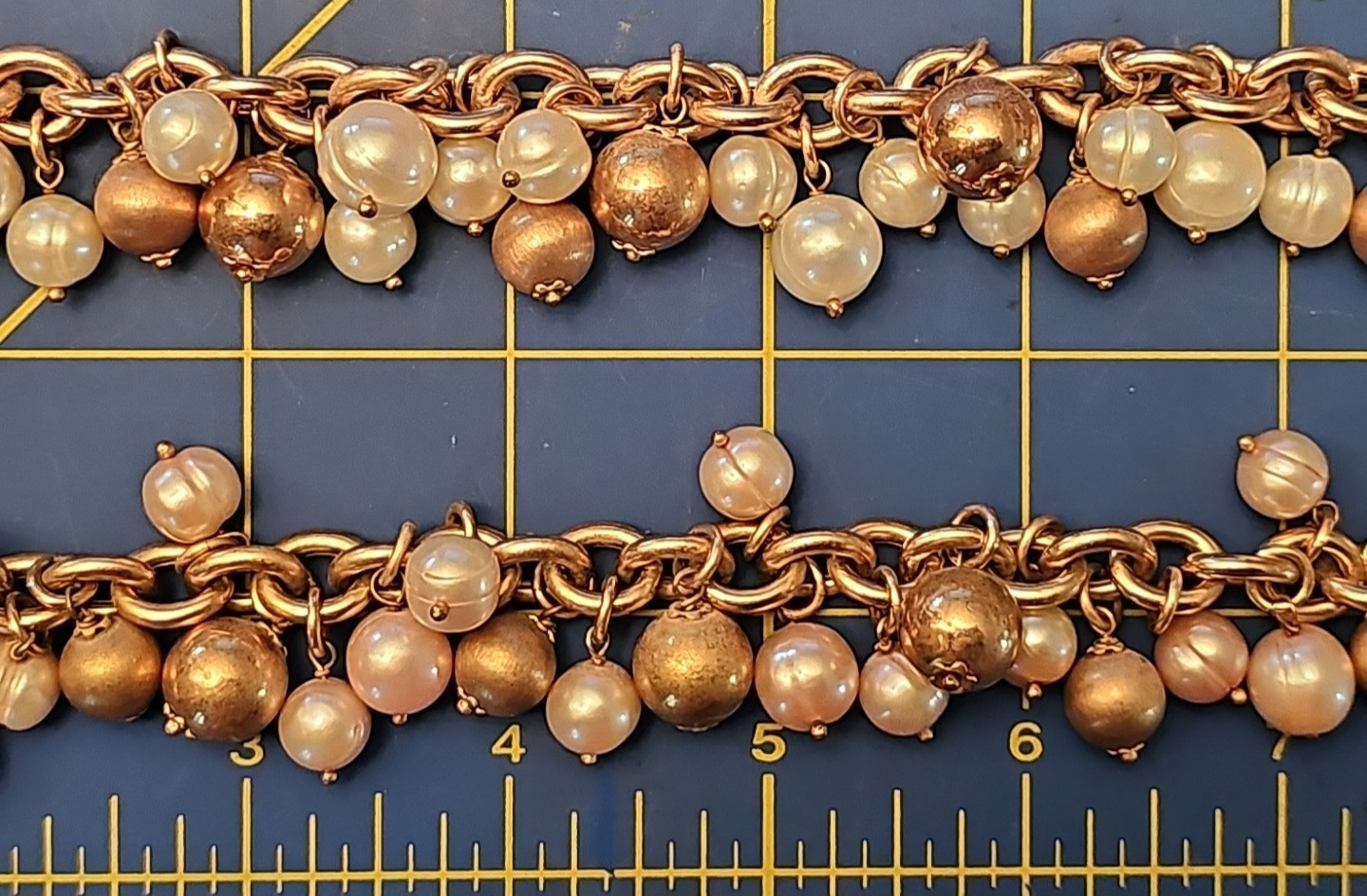 Lot Of 2 Honora 8″ Rose Gold/Bronze W/ Pink/White Cultured Pearl Bracelets Italy